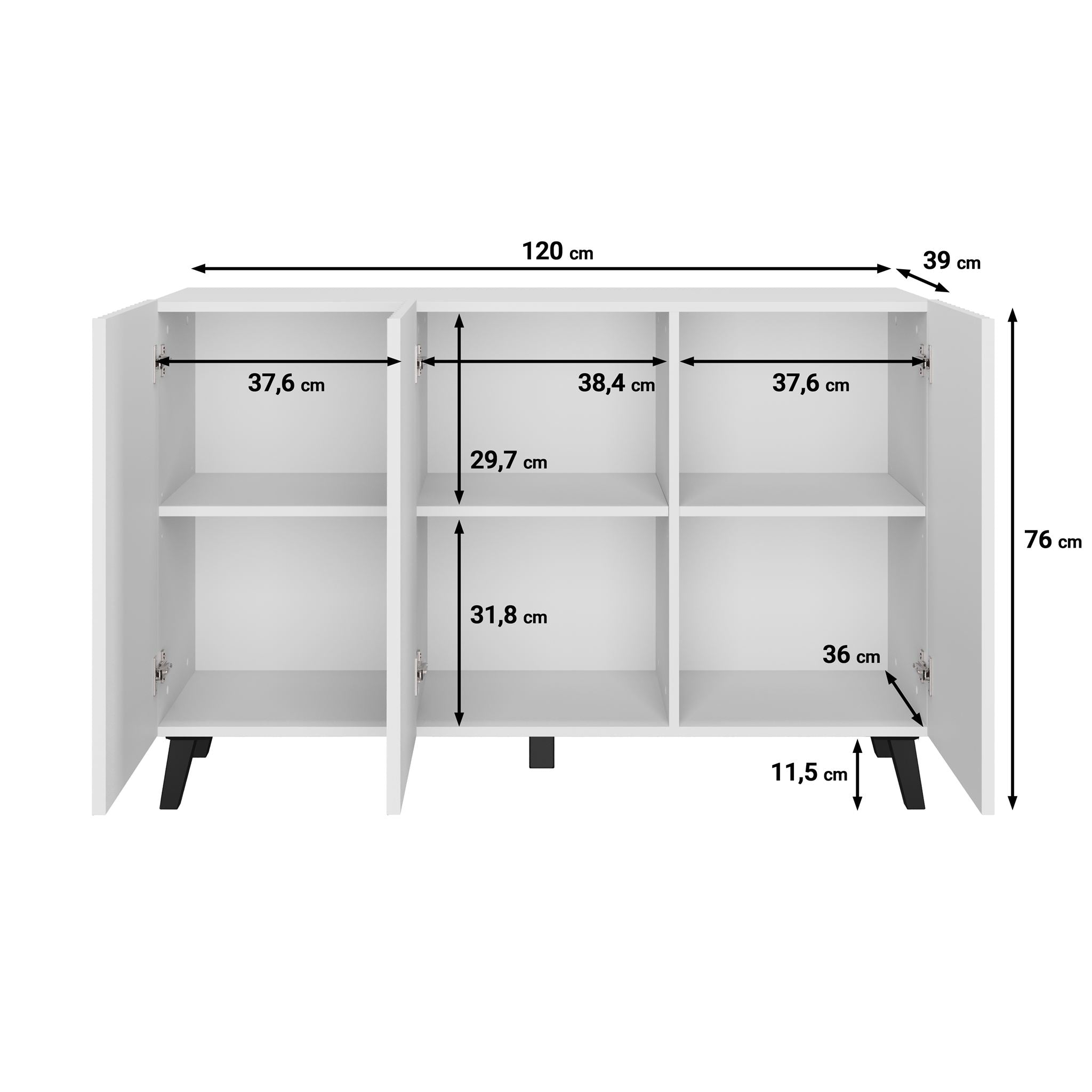 Pulse 3 - Dressoir - Wit - 120x39x76 cm