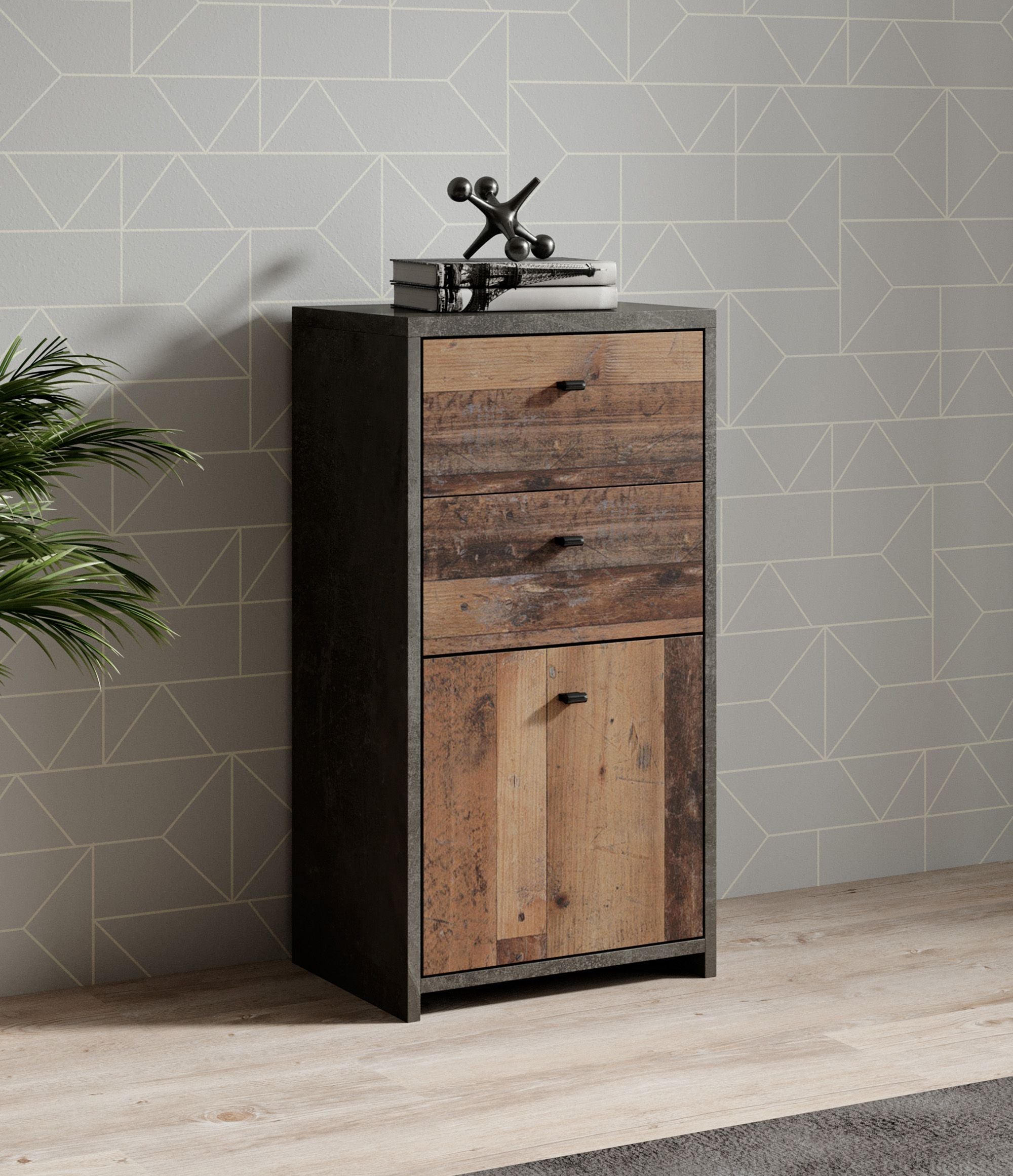 Sahara - Dressoir - Old wood/grijs - 40x30x77 cm