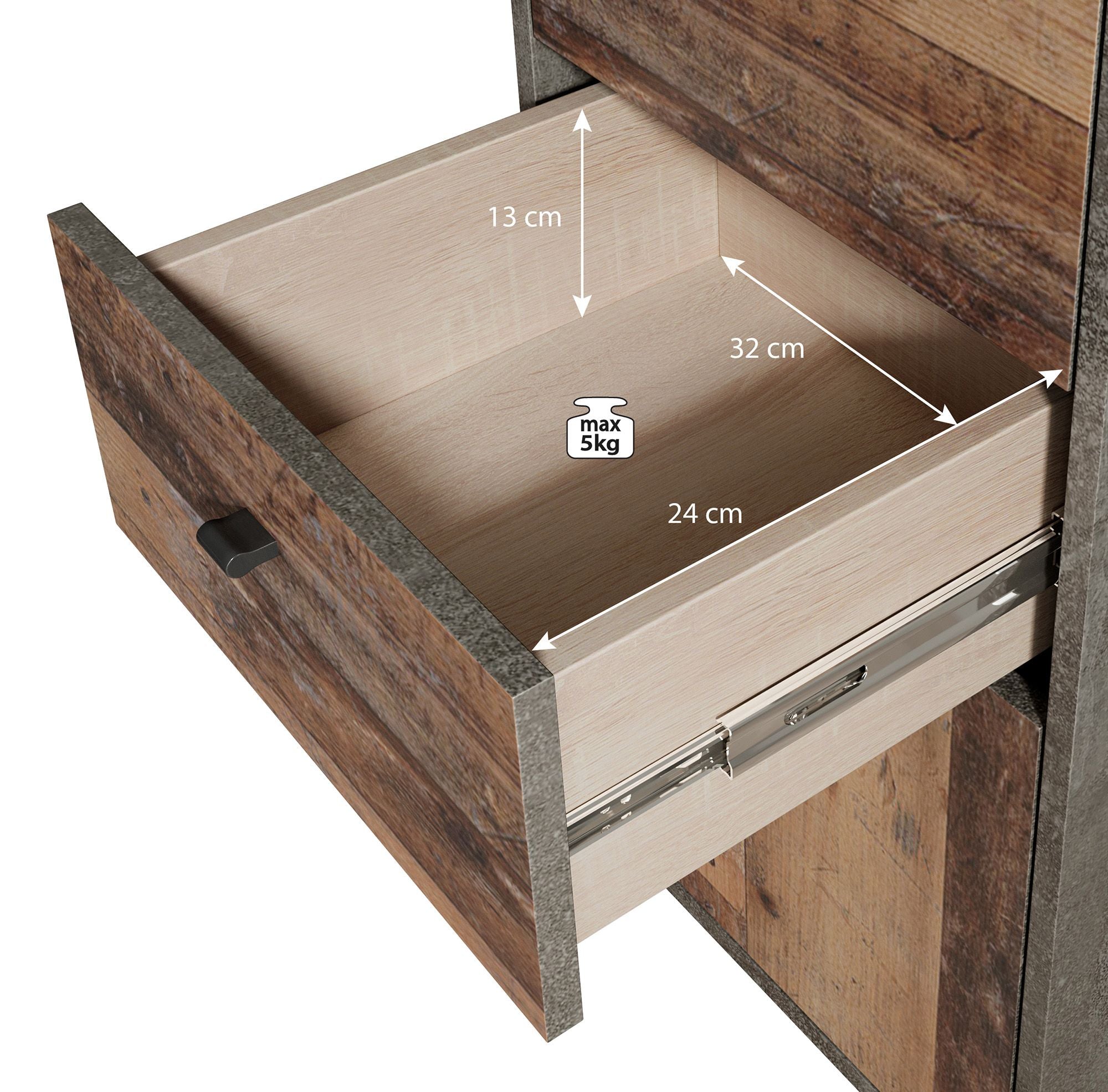 Sahara - Dressoir - Old wood/grijs - 40x30x77 cm