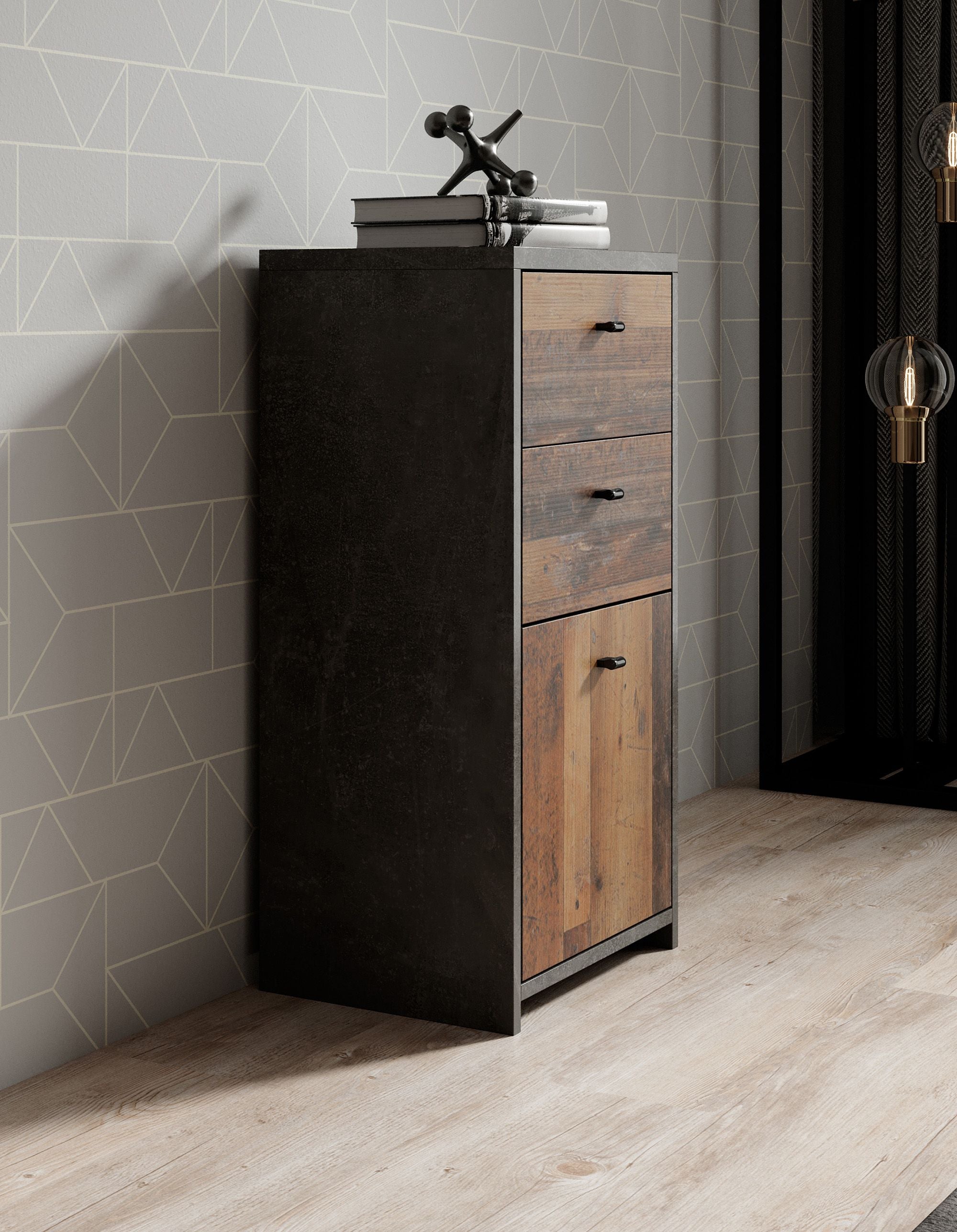 Sahara - Dressoir - Old wood/grijs - 40x30x77 cm