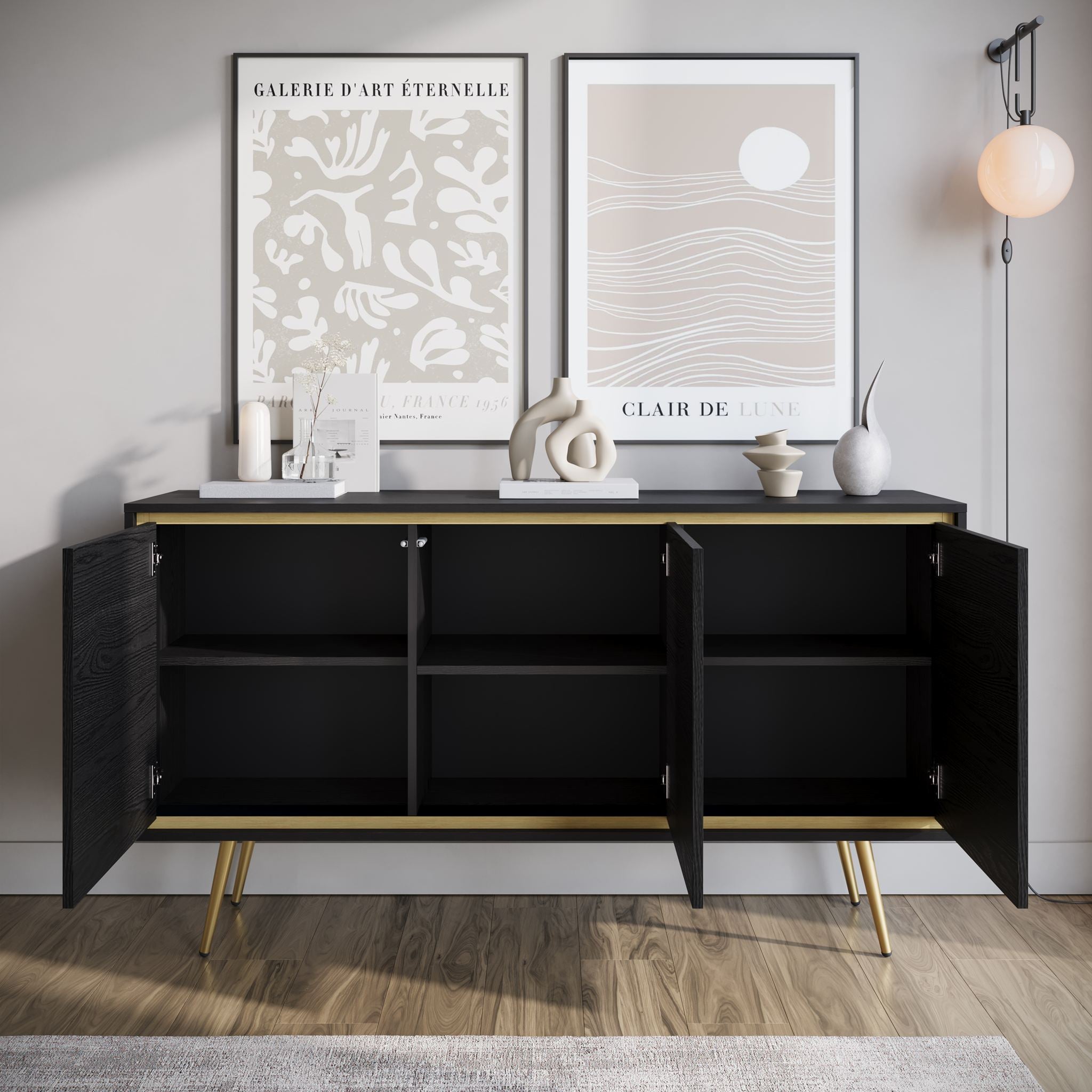 Tara - Dressoir - Zwart - 150x40x80 cm