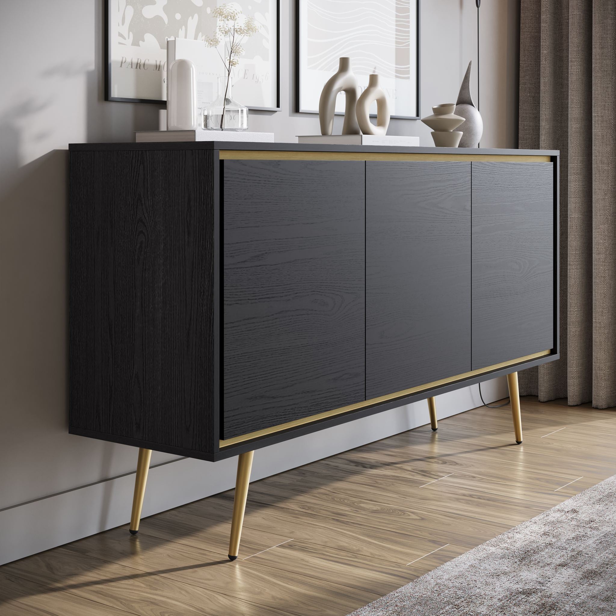 Tara - Dressoir - Zwart - 150x40x80 cm