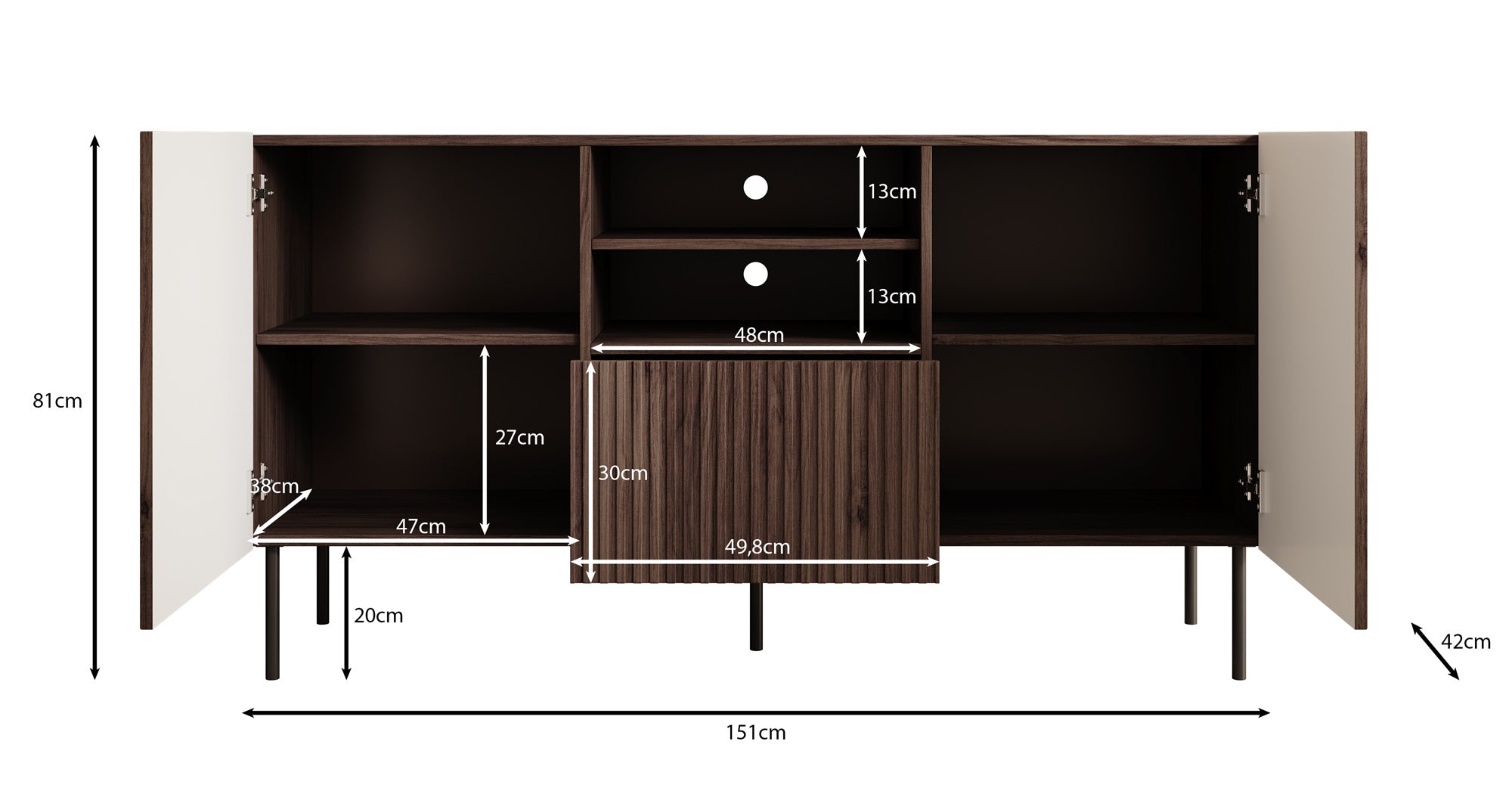 Tartagal - Dressoir - Donkerbruin/eiken - 150x42x81 cm