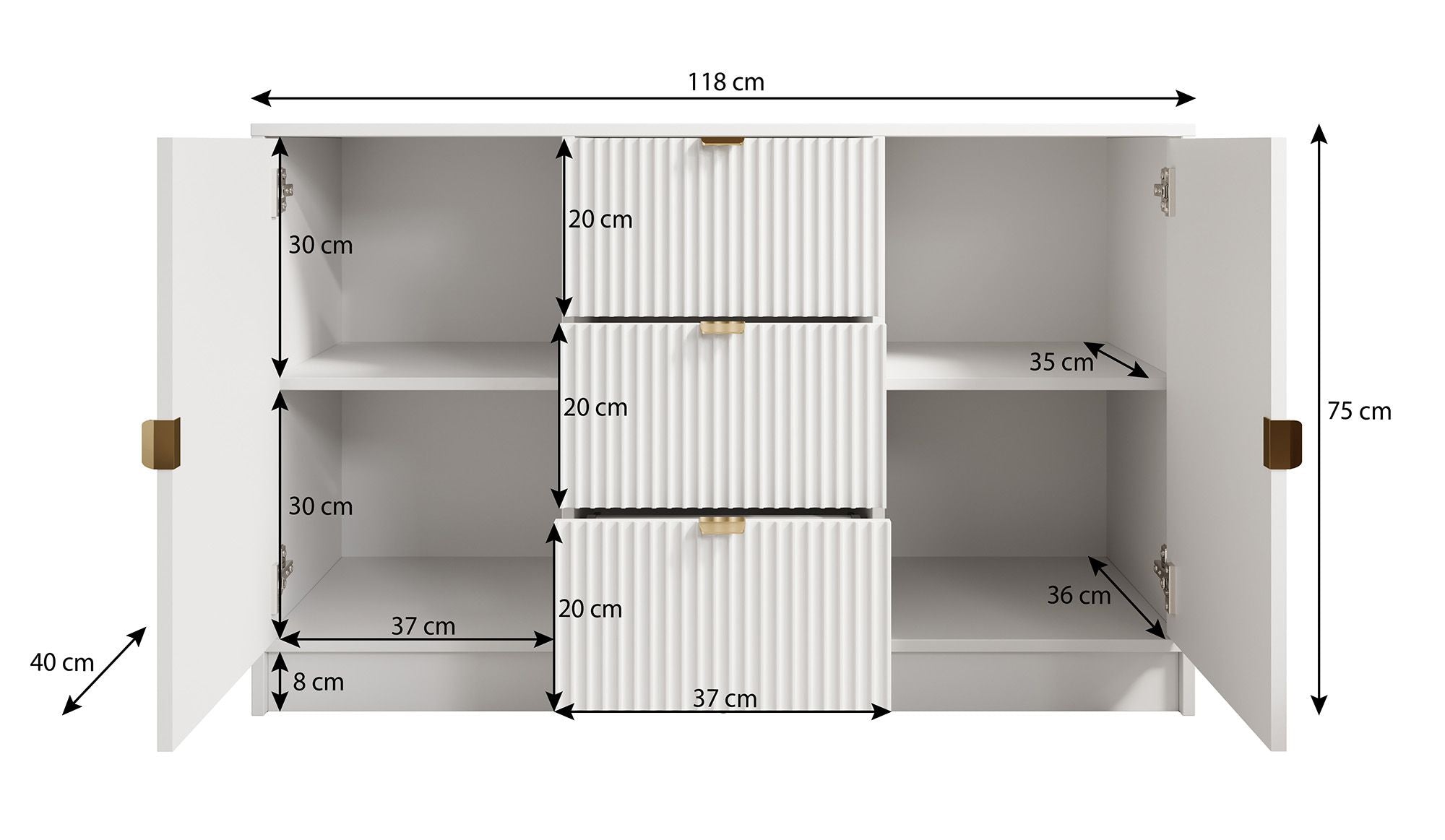 Tavares - Dressoir - Wit - 118x40x75 cm