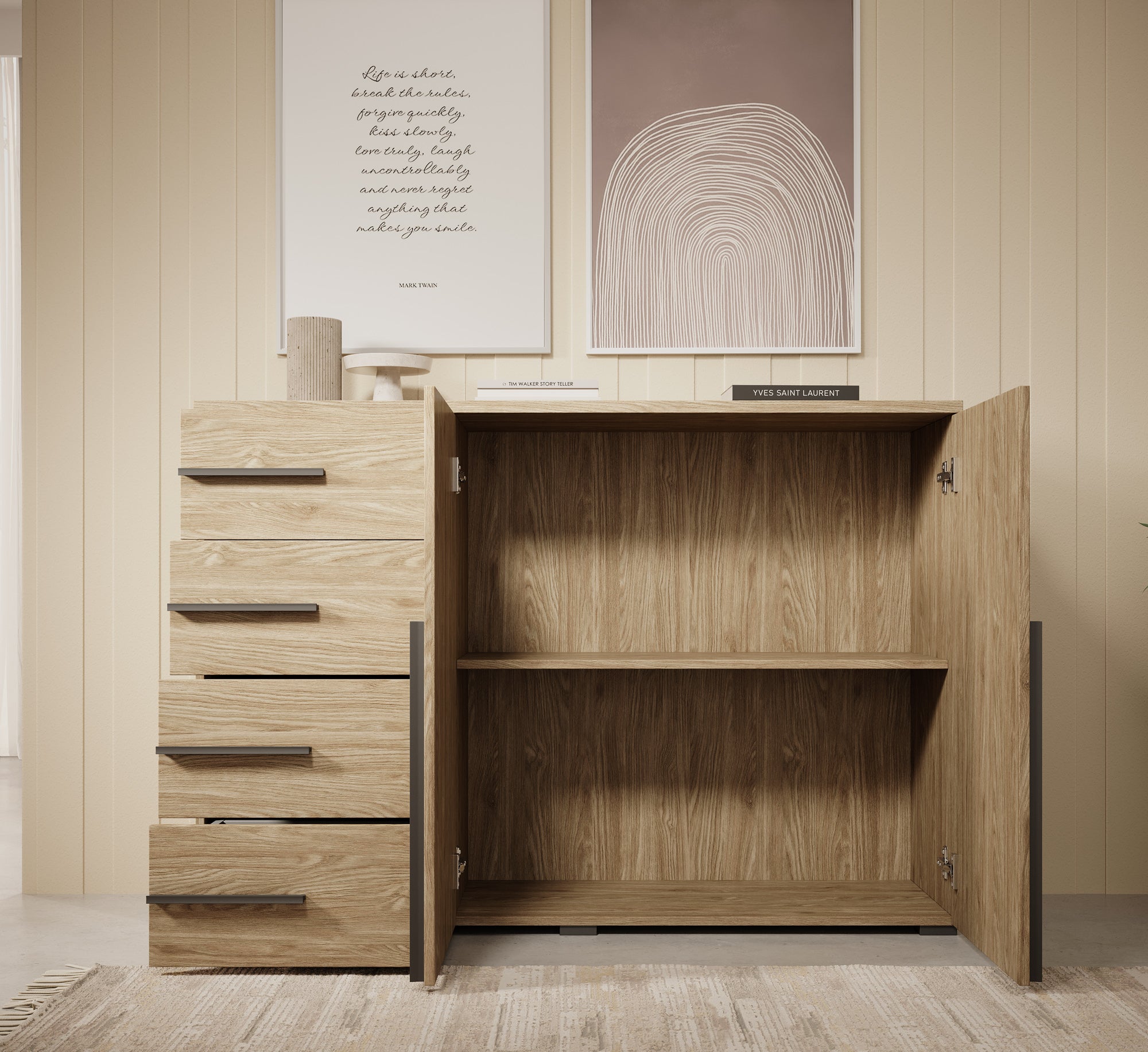 Valetta - Dressoir - Eiken - 134x40x94 cm