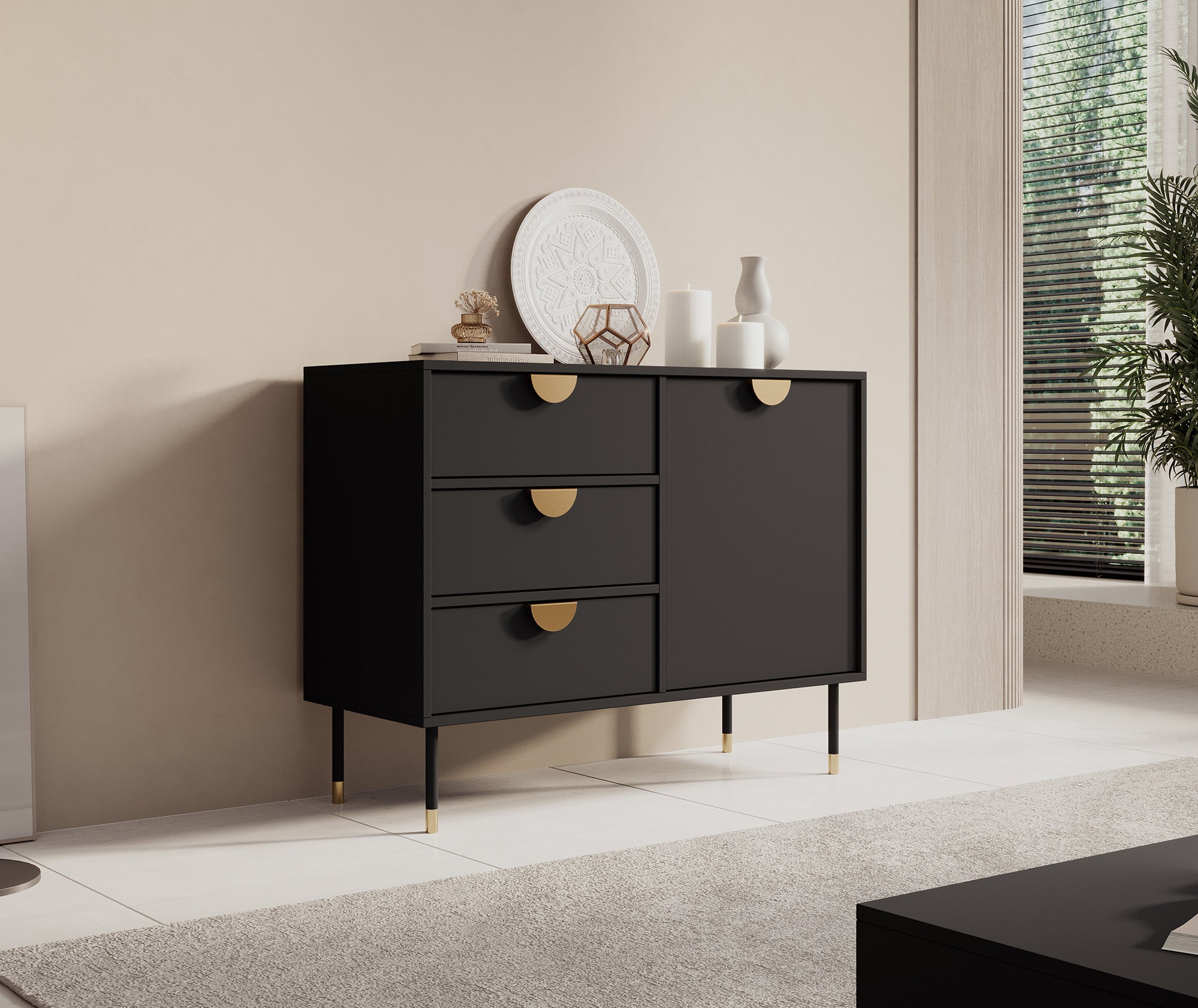 Veerle - Dressoir - Zwart - 100x40x78 cm