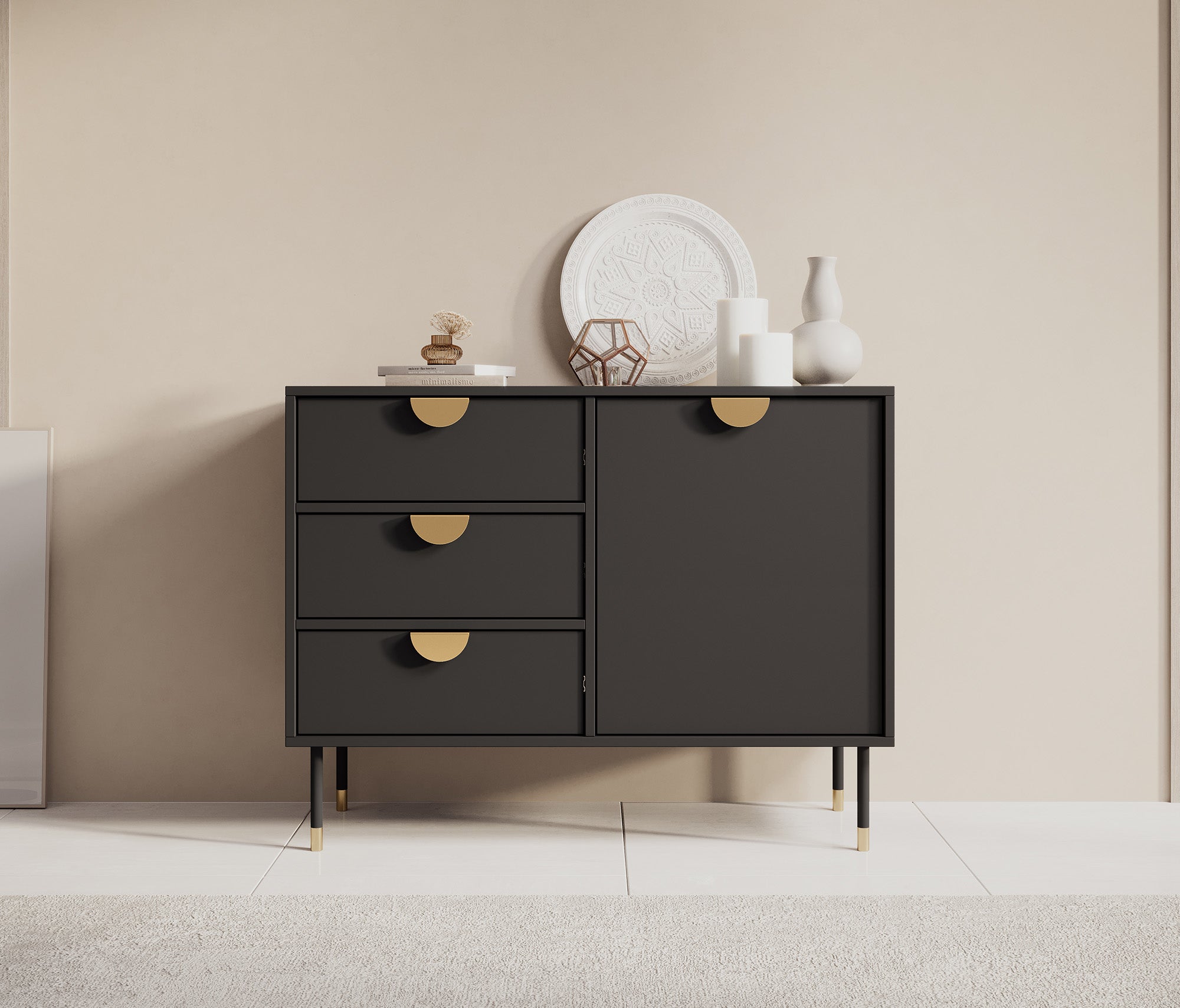 Veerle - Dressoir - Zwart - 100x40x78 cm