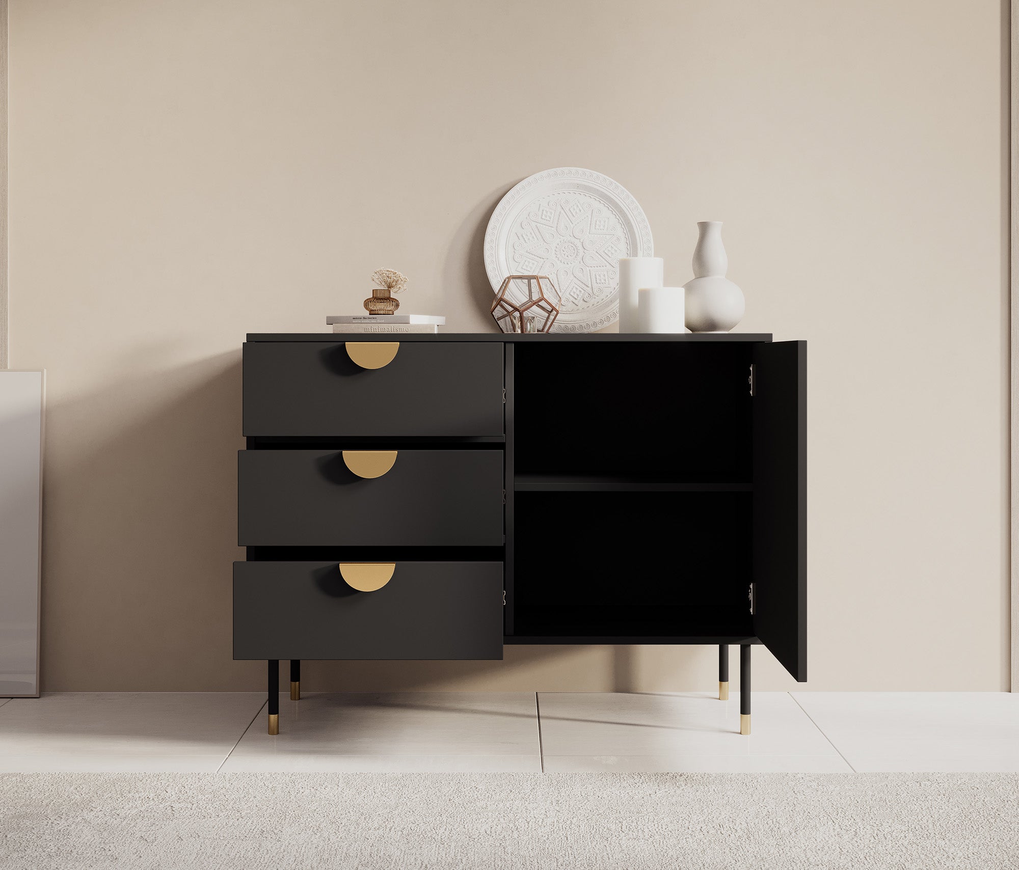 Veerle - Dressoir - Zwart - 100x40x78 cm
