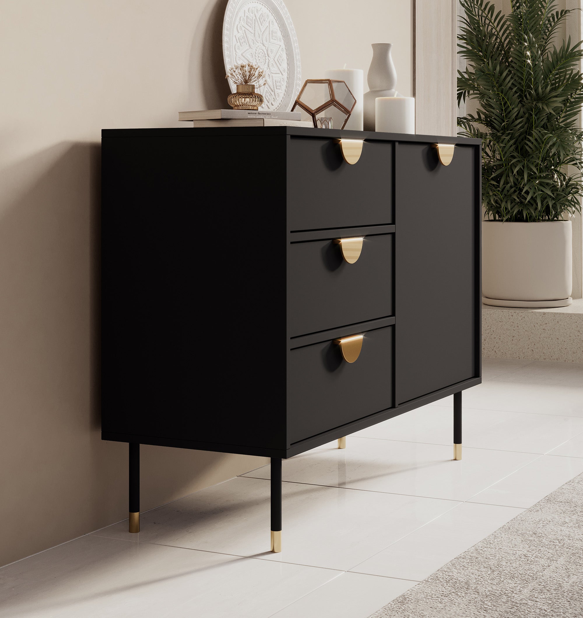 Veerle - Dressoir - Zwart - 100x40x78 cm