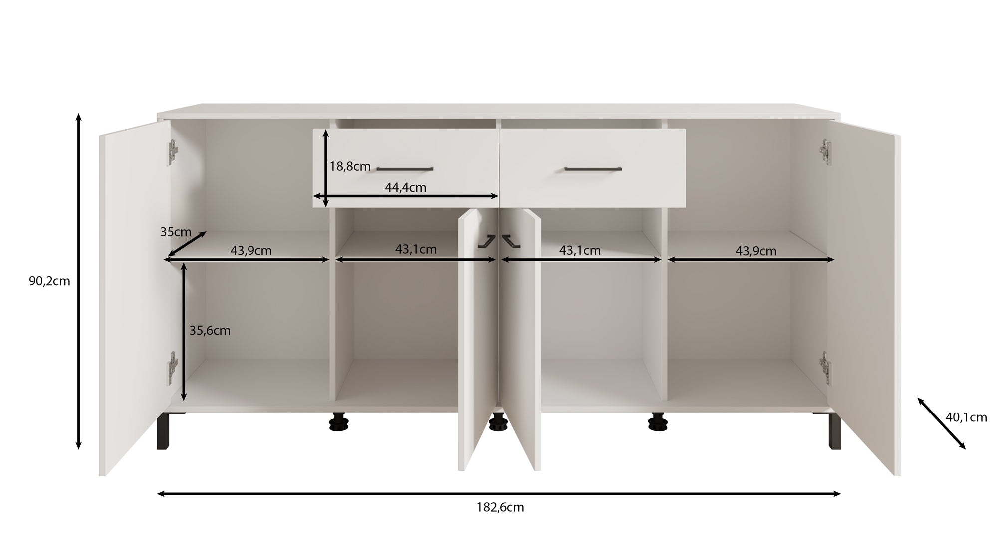 Vidor - Dressoir - Beige - 183x40x90 cm