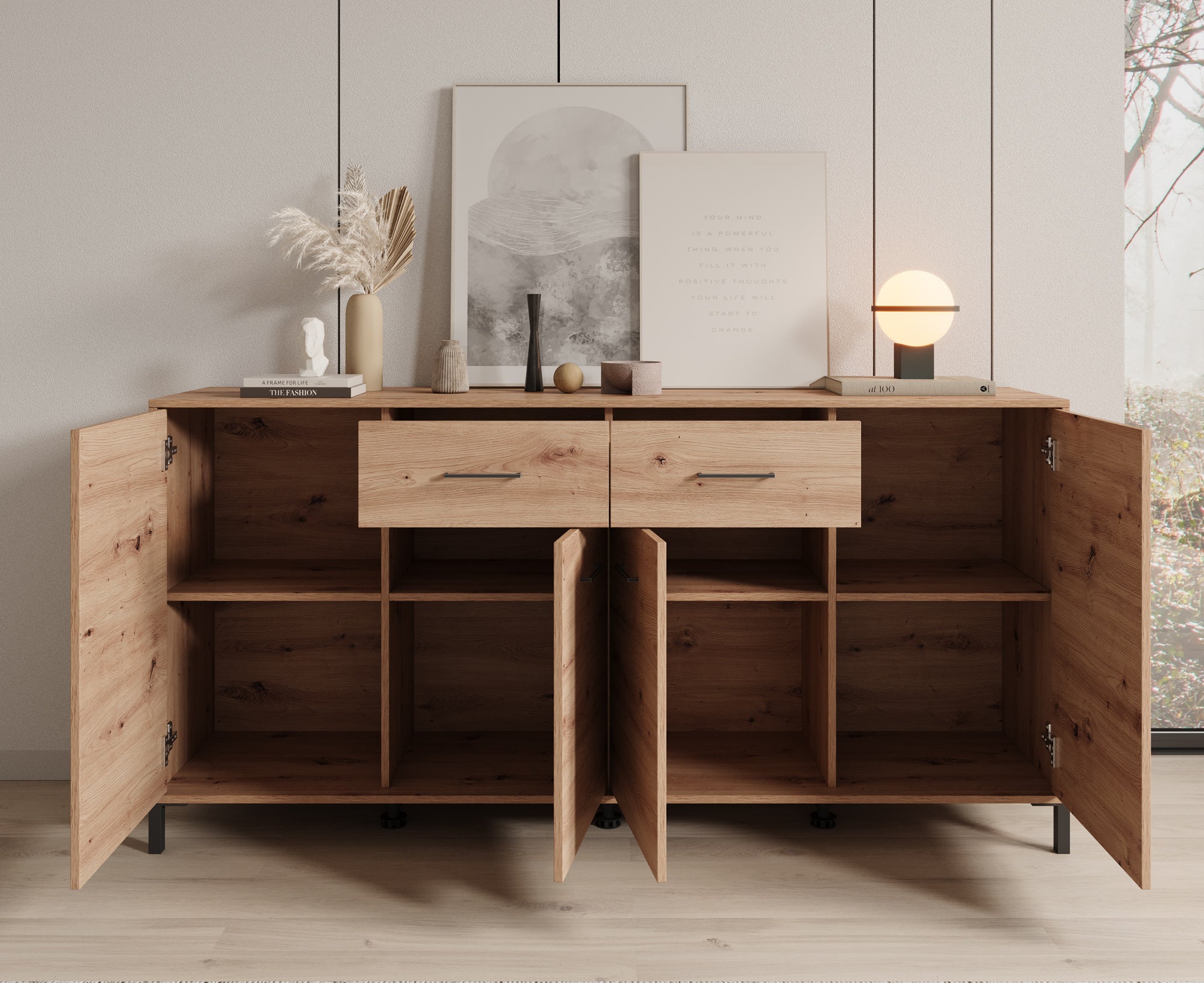 Vidor - Dressoir - Eiken - 183x40x90 cm