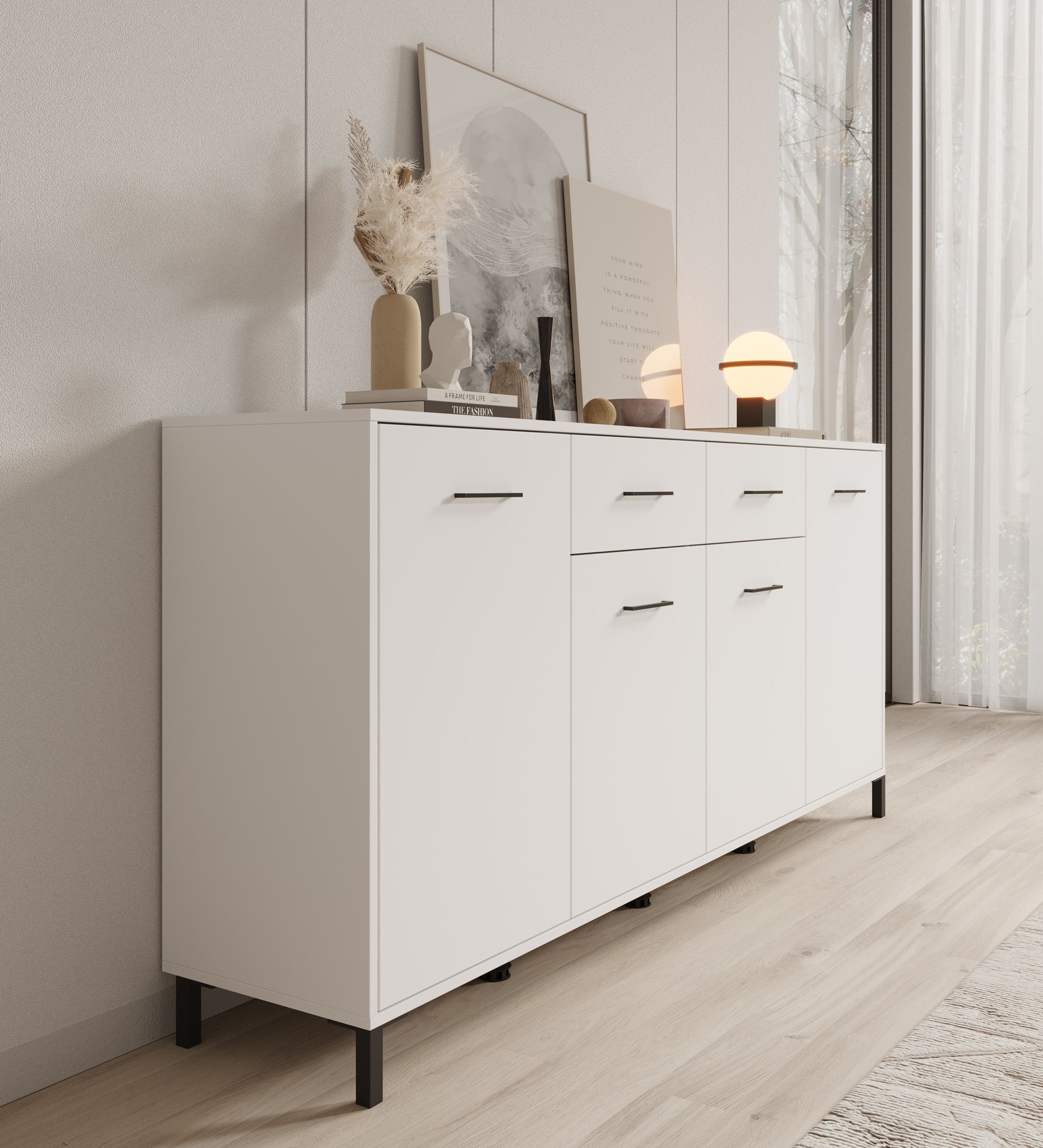 Vidor - Dressoir - Wit - 183x40x90 cm