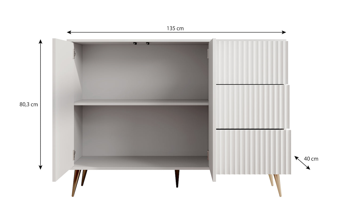 Winq - Dressoir - Wit - 135x40x98 cm