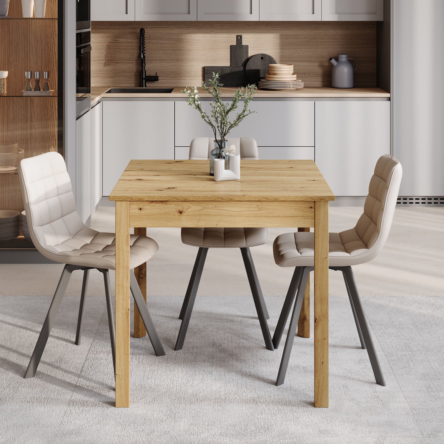 Steve - Eetkamertafel - Eiken - 80x80x77 cm