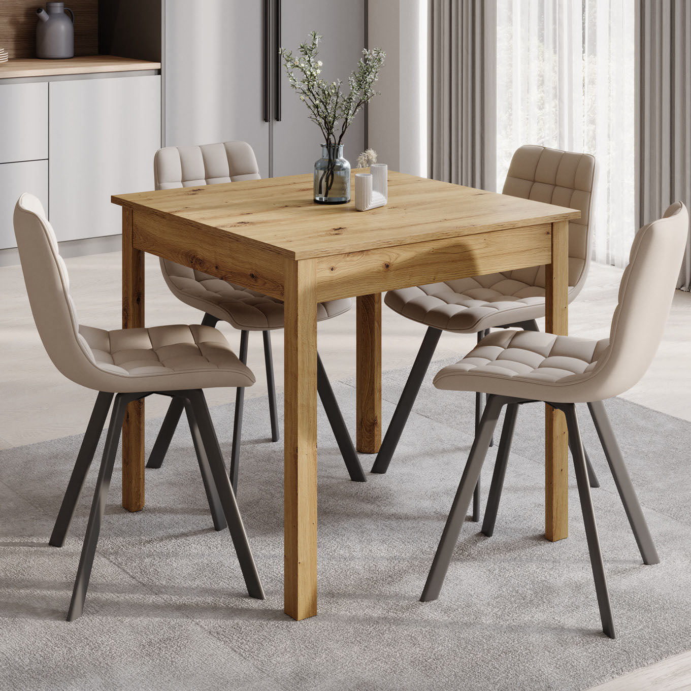 Steve - Eetkamertafel - Eiken - 80x80x77 cm