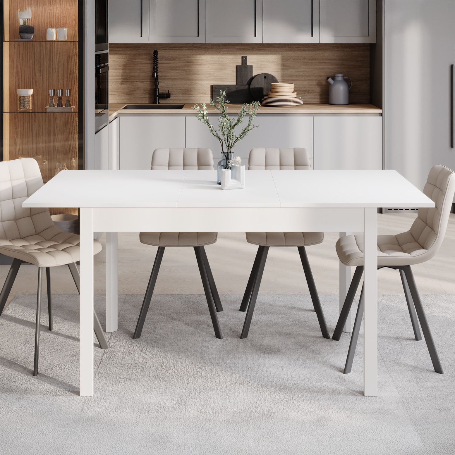 Steve - Eetkamertafel - Wit - 120x80x77 cm