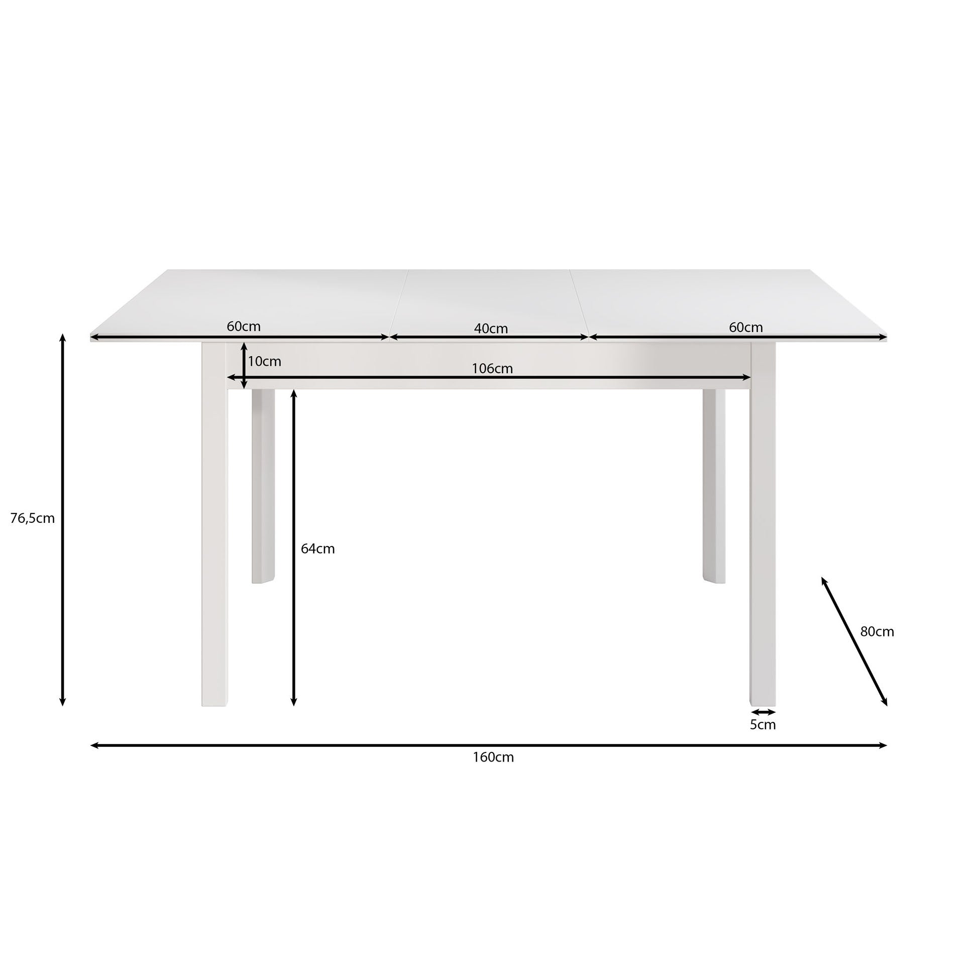 Steve - Eetkamertafel - Wit - 120x80x77 cm