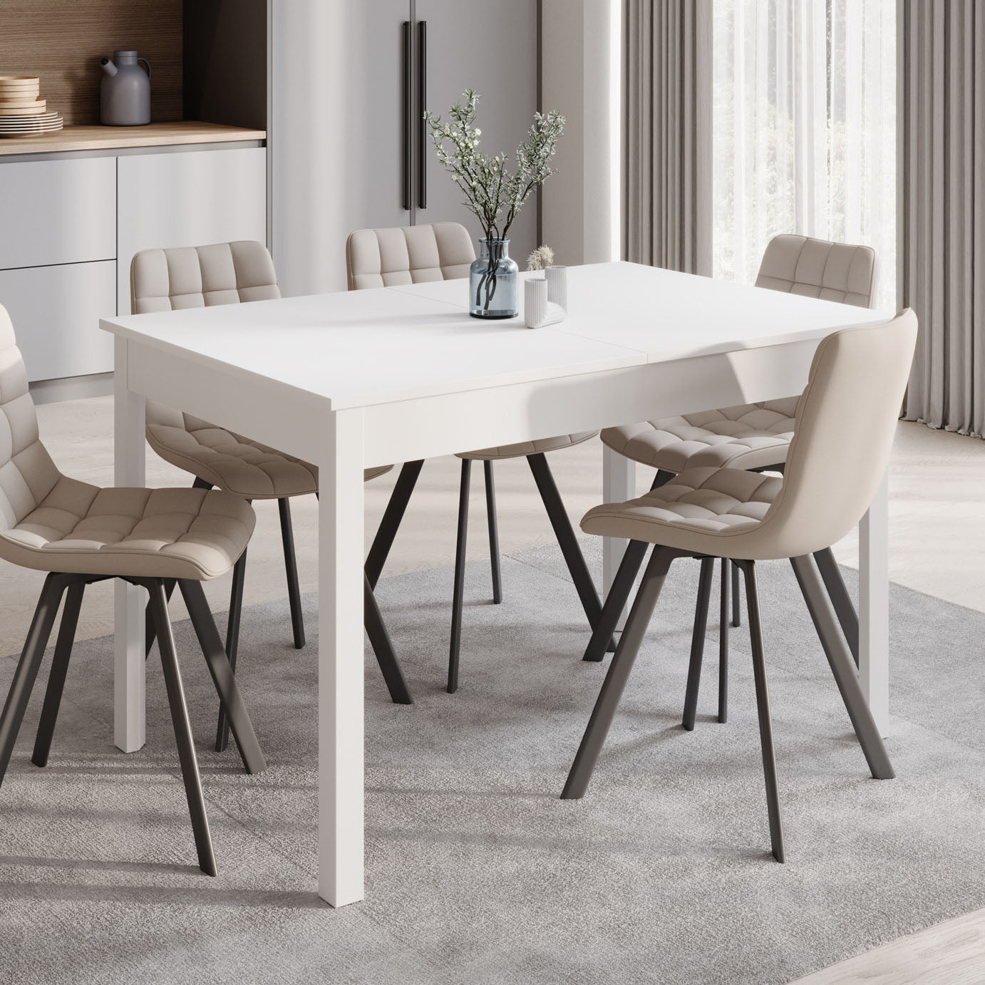 Steve - Eetkamertafel - Wit - 120x80x77 cm