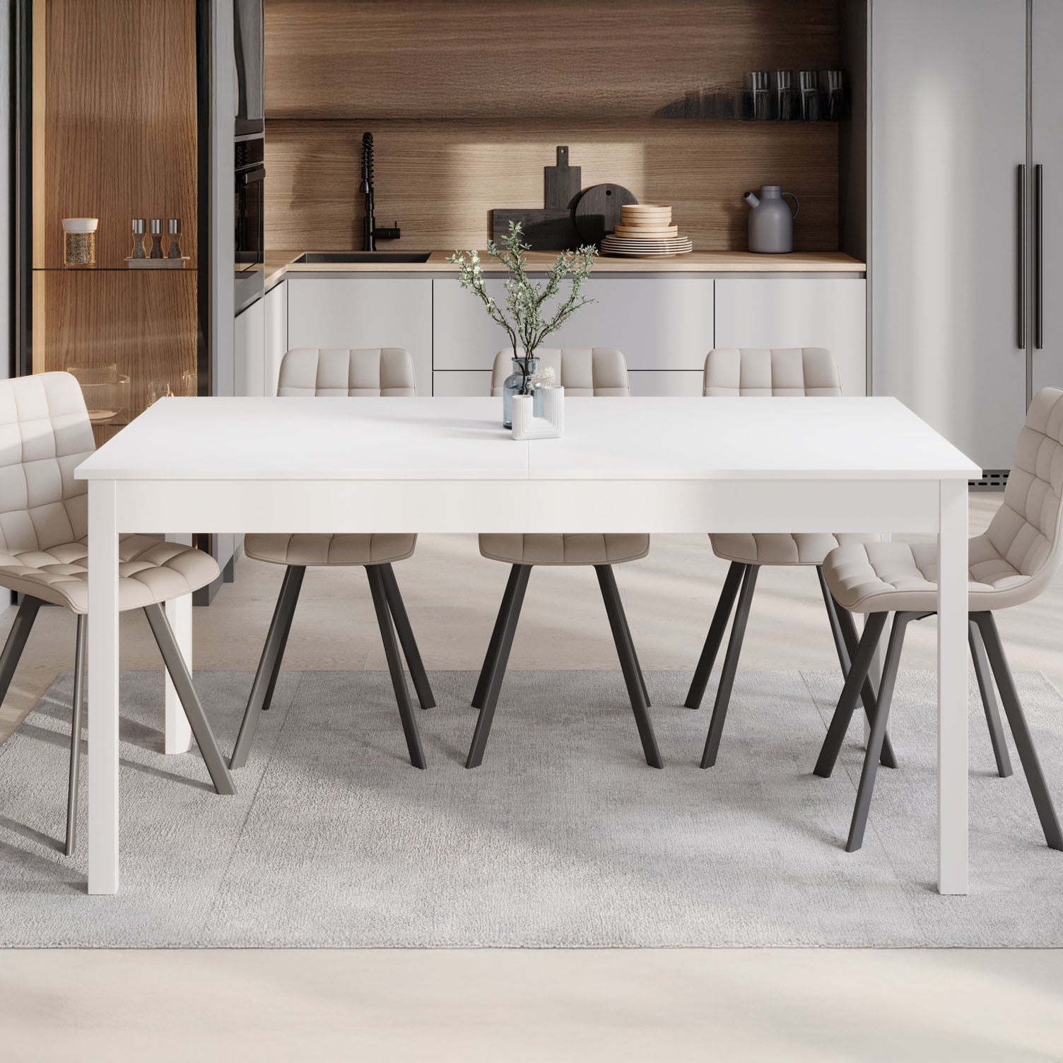 Steve - Eetkamertafel - Wit - 160x80x77 cm