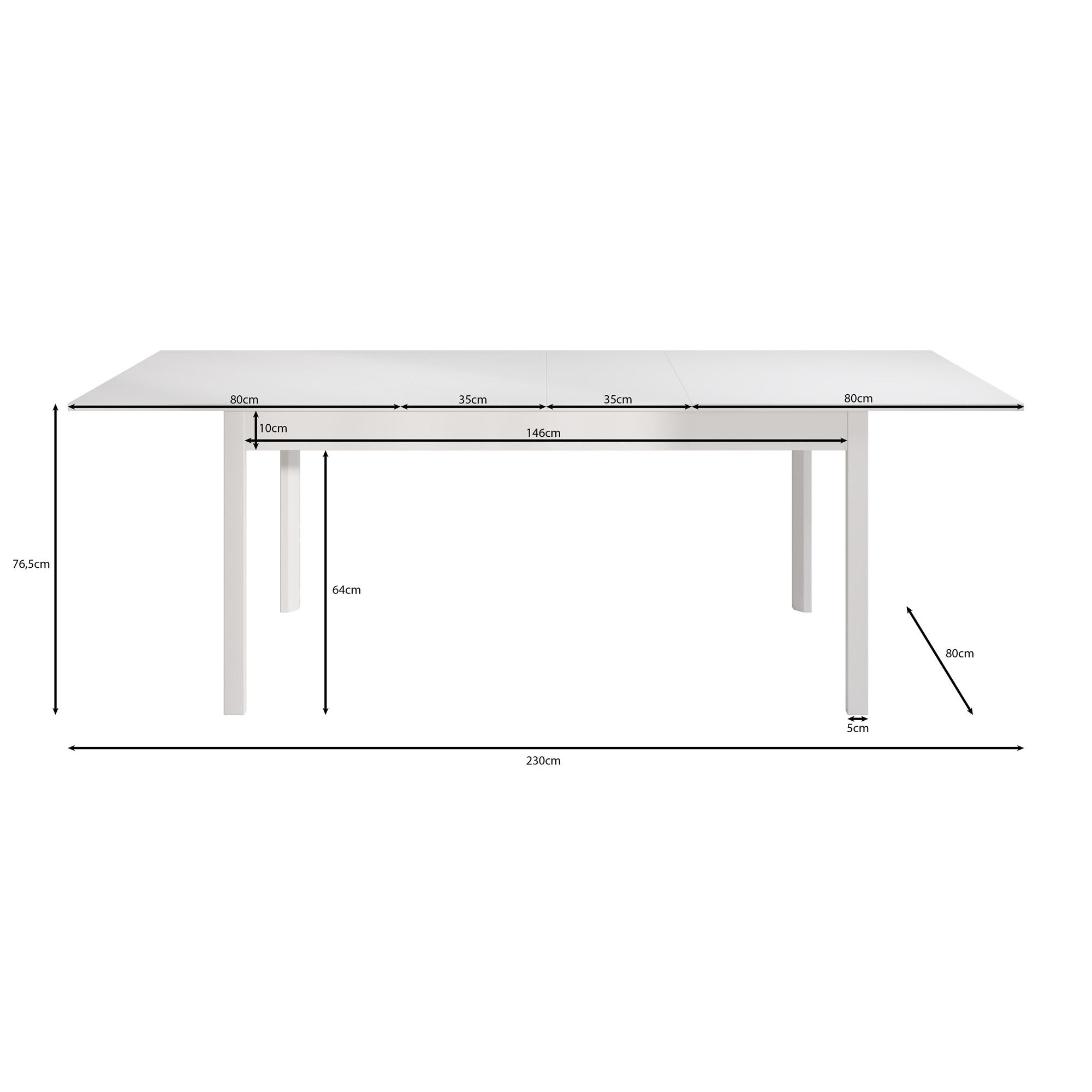 Steve - Eetkamertafel - Wit - 160x80x77 cm