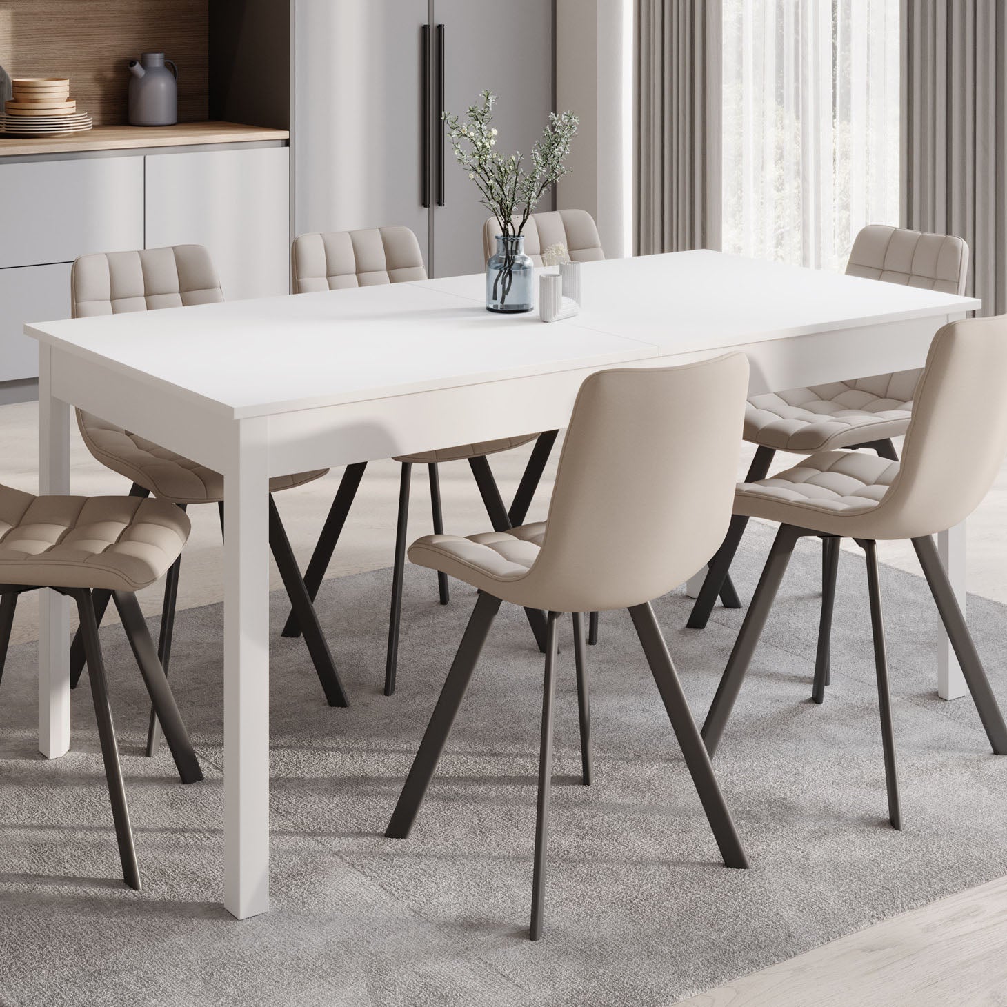 Steve - Eetkamertafel - Wit - 160x80x77 cm