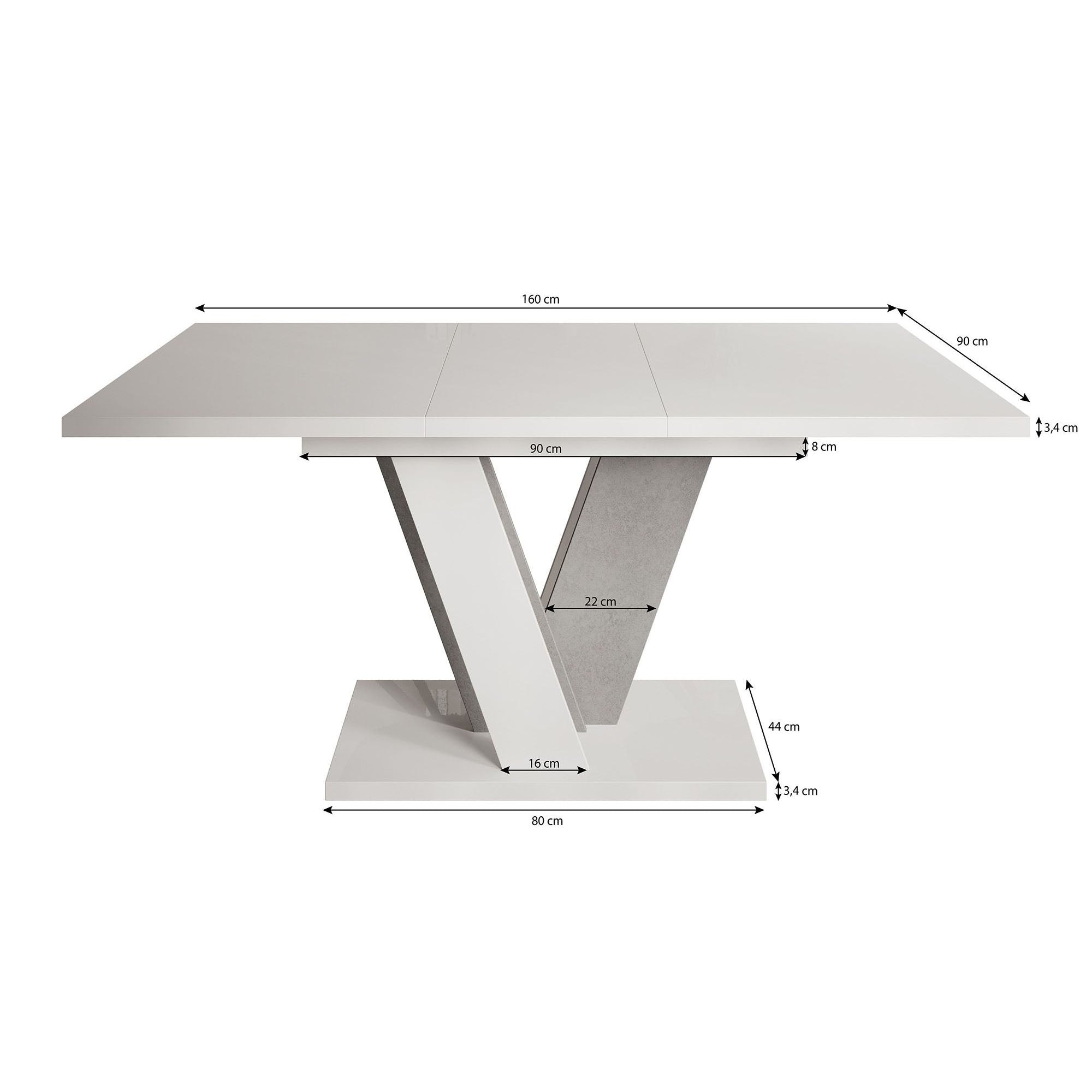 Velluto - Eetkamertafel - Zwart/betonlook - 120x90x75 cm