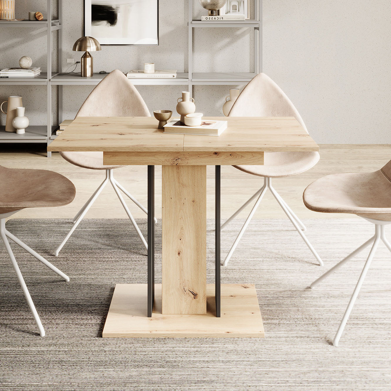 Wendel - Eetkamertafel - Eiken/zwart - 100x60x75 cm