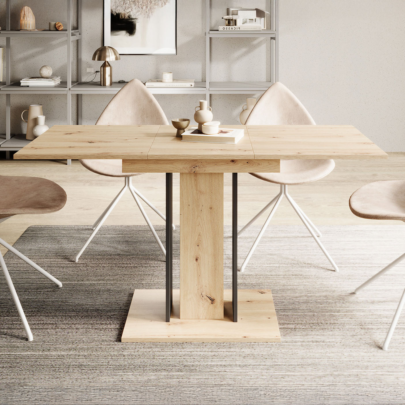 Wendel - Eetkamertafel - Eiken/zwart - 100x60x75 cm