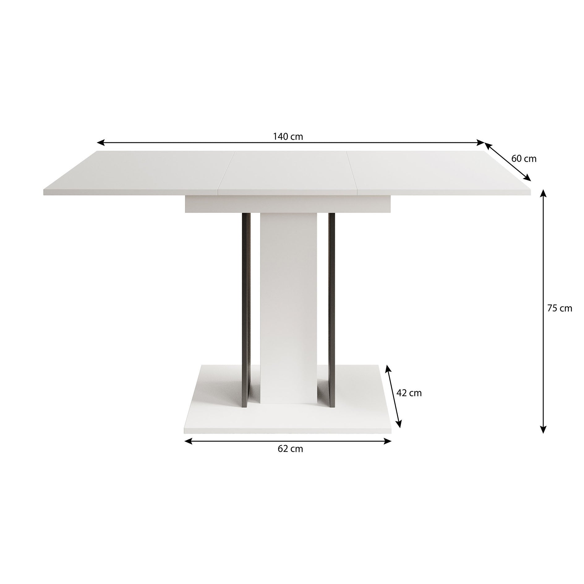 Wendel - Eetkamertafel - Eiken/zwart - 100x60x75 cm
