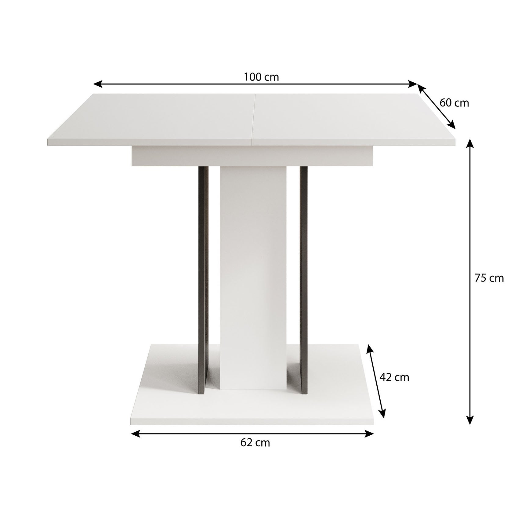 Wendel - Eetkamertafel - Eiken/zwart - 100x60x75 cm