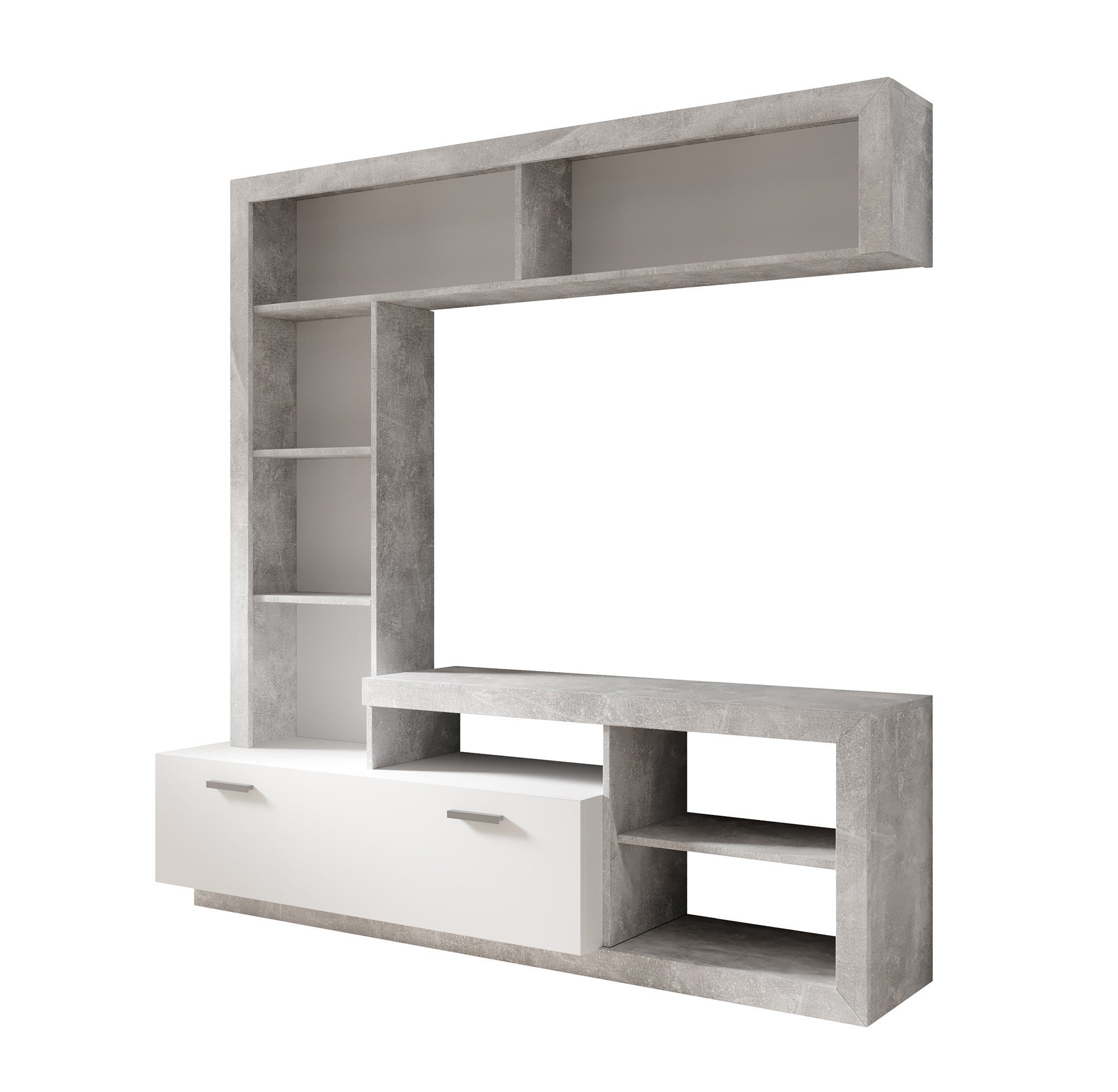 Gladys - Wandmeubel - Betonlook/wit - 170x42x171 cm