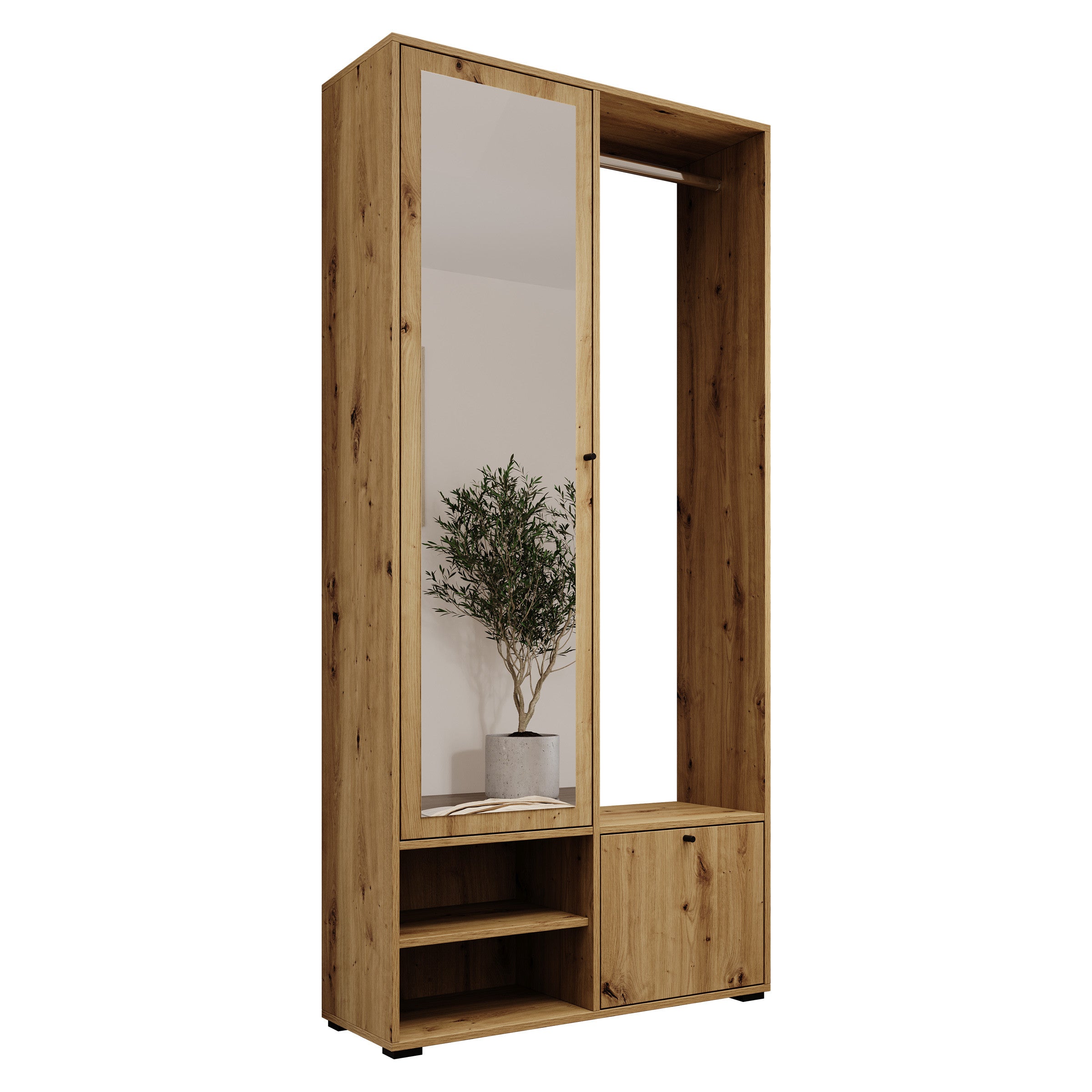 Deacon - Halkast met 2 deuren - Eiken - 90x33x190 cm