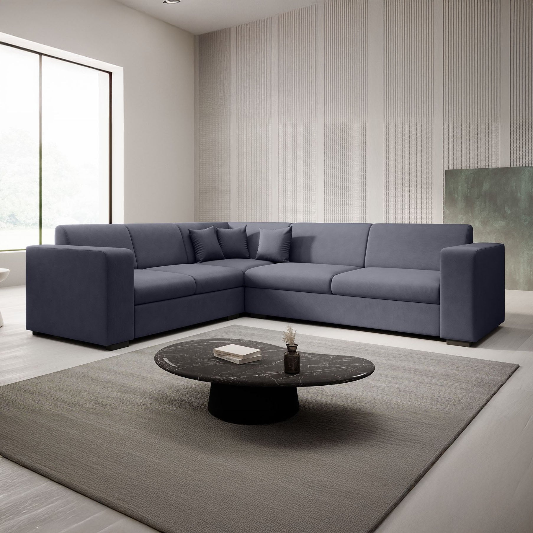 Santana - Hoekbank 4-zits - Stof antraciet - Links