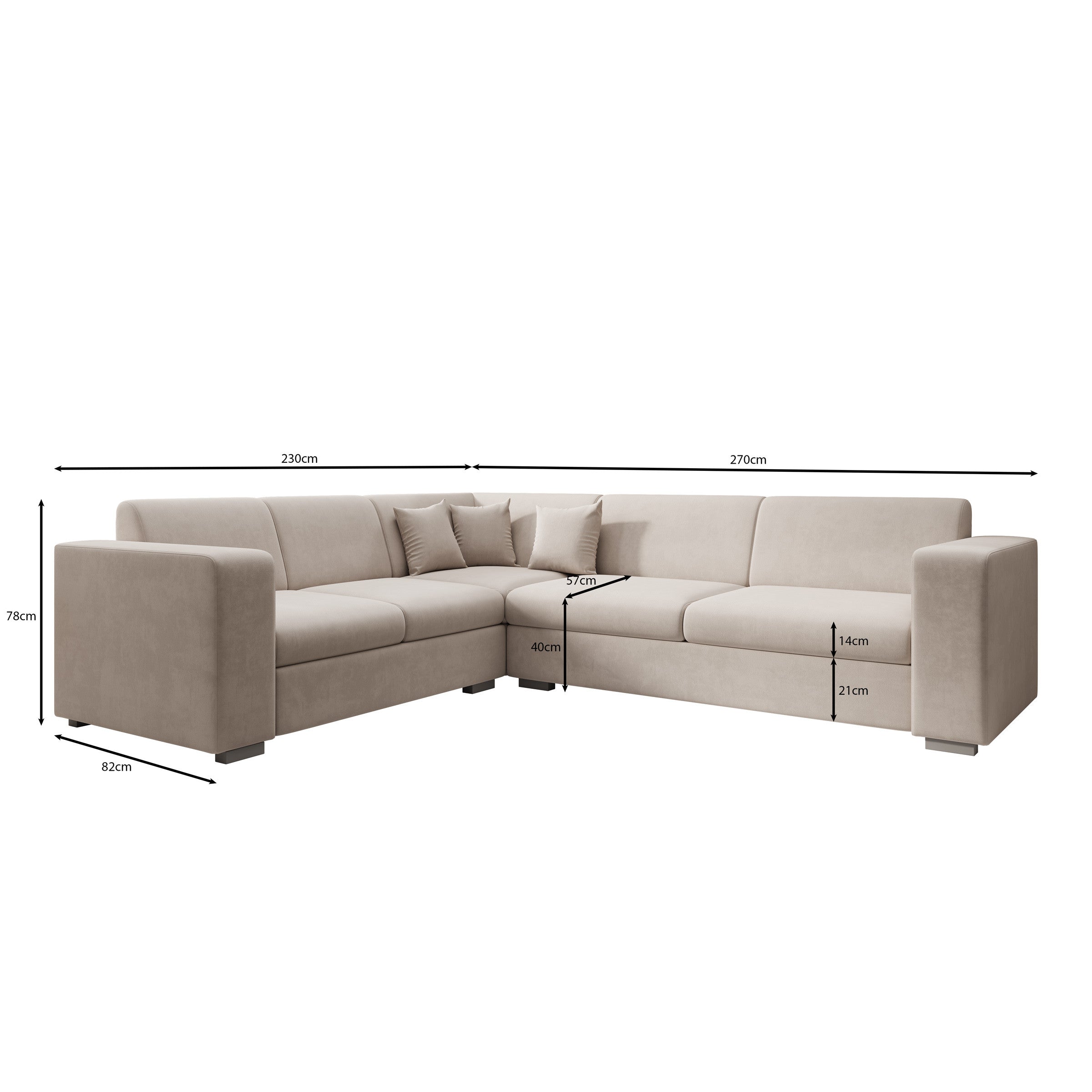 Santana - Hoekbank 4-zits - Stof beige - Links