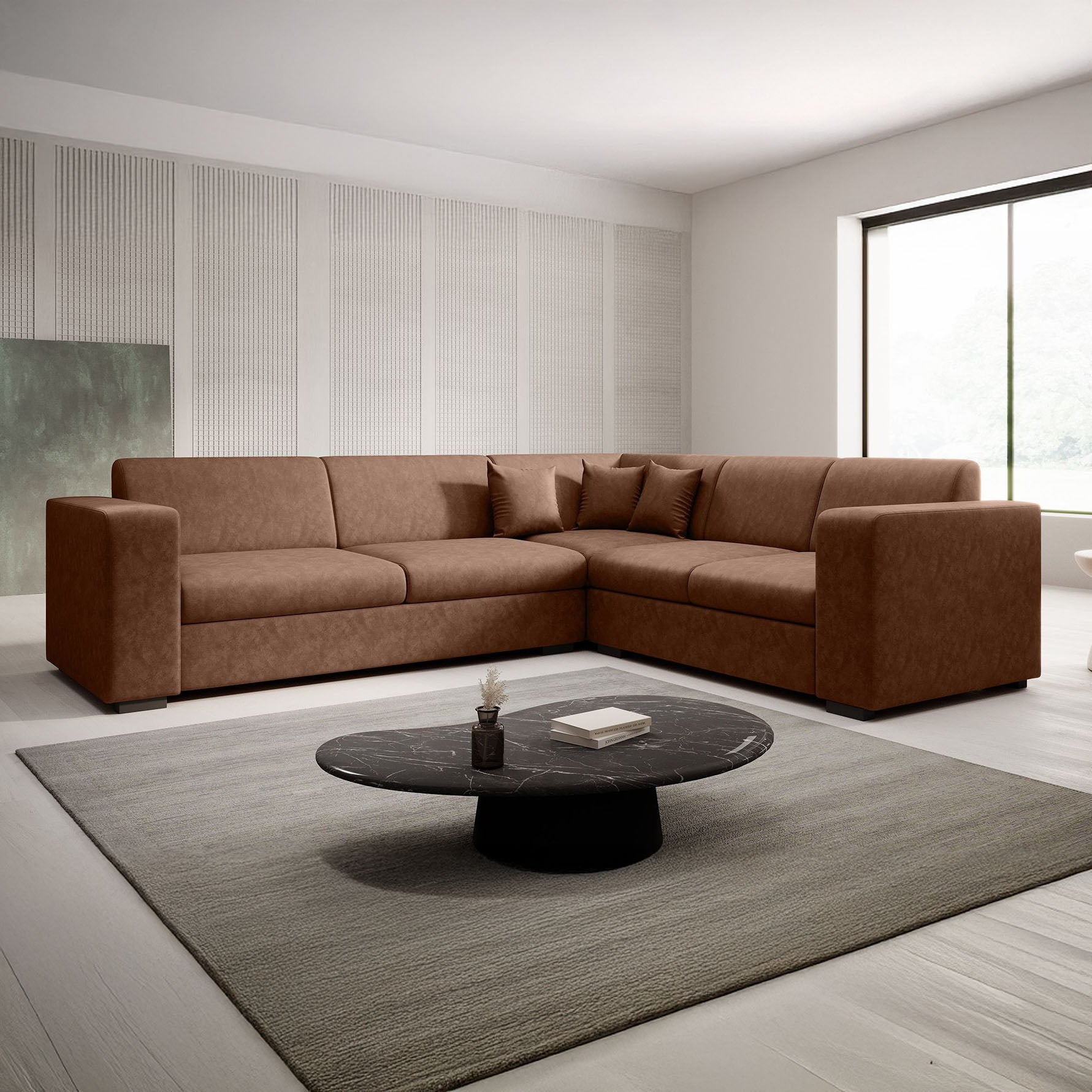 Santana - Hoekbank 4-zits - Kunstleer cognac - Rechts