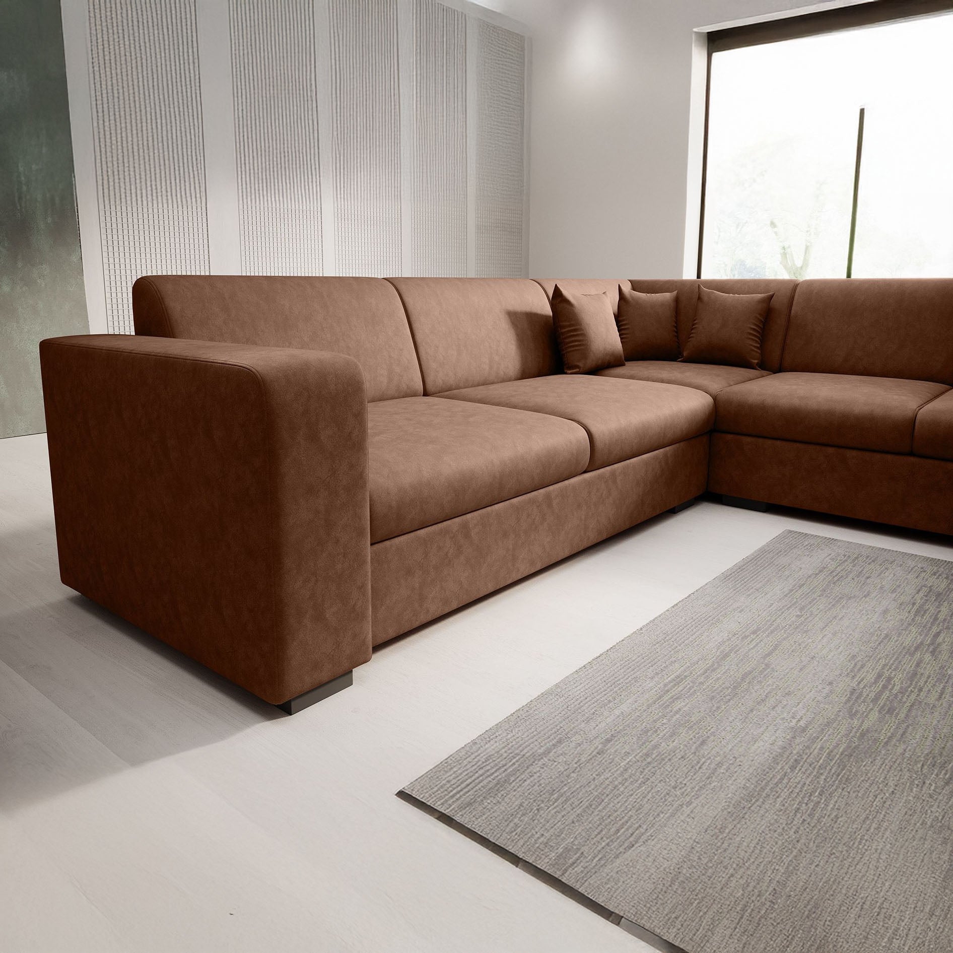 Santana - Hoekbank 4-zits - Kunstleer cognac - Rechts