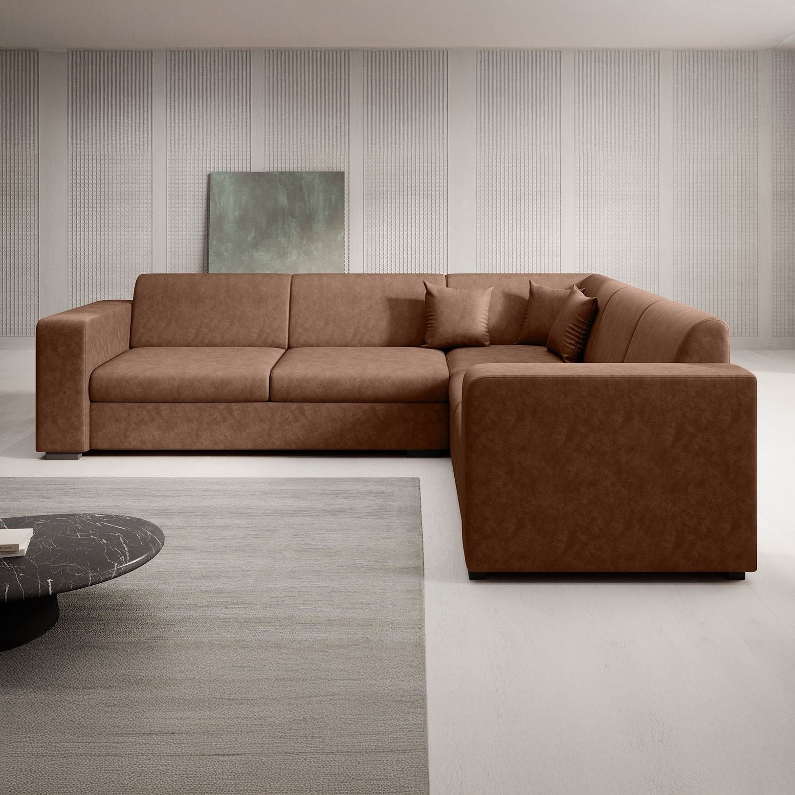 Santana - Hoekbank 4-zits - Kunstleer cognac - Rechts