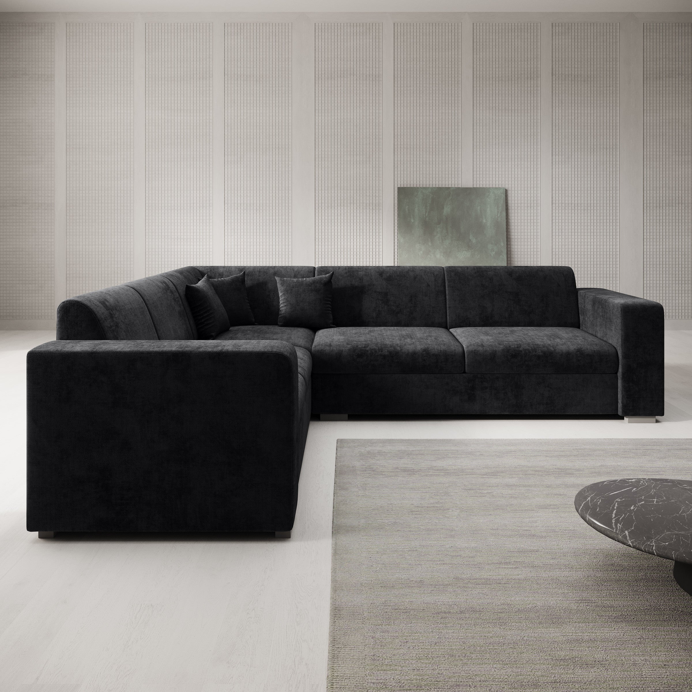 Santana - Hoekbank 4-zits - Velvet zwart - Links
