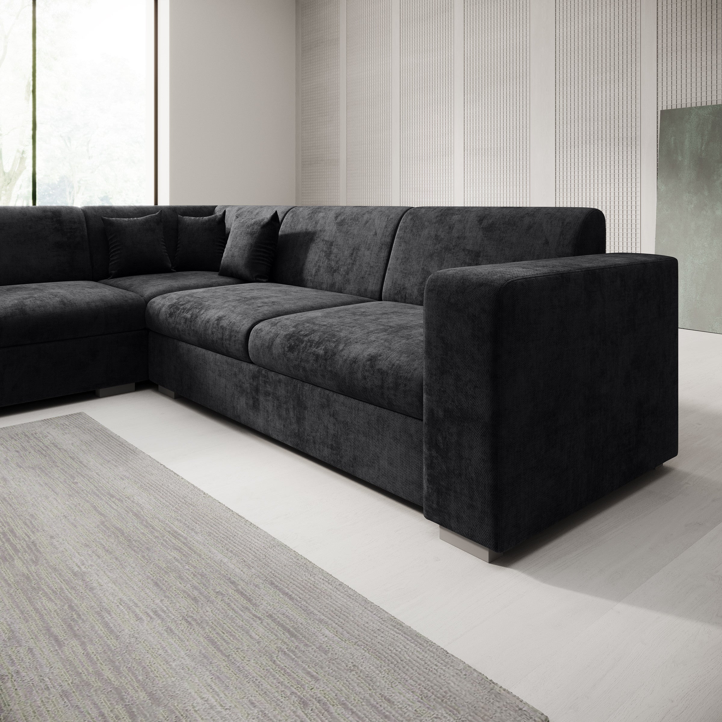 Santana - Hoekbank 4-zits - Velvet zwart - Links