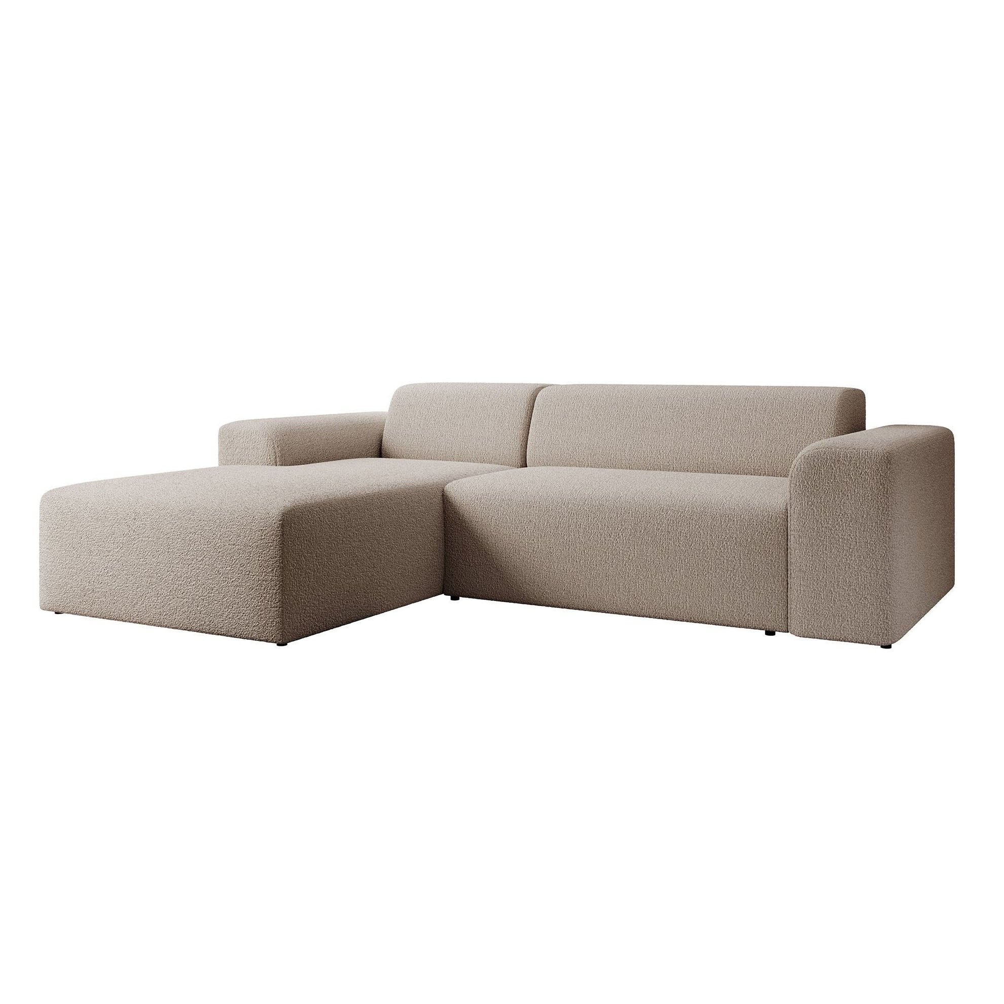 Zamzi - Hoekbank 3-zits met chaise longue - Teddystof beige - Links