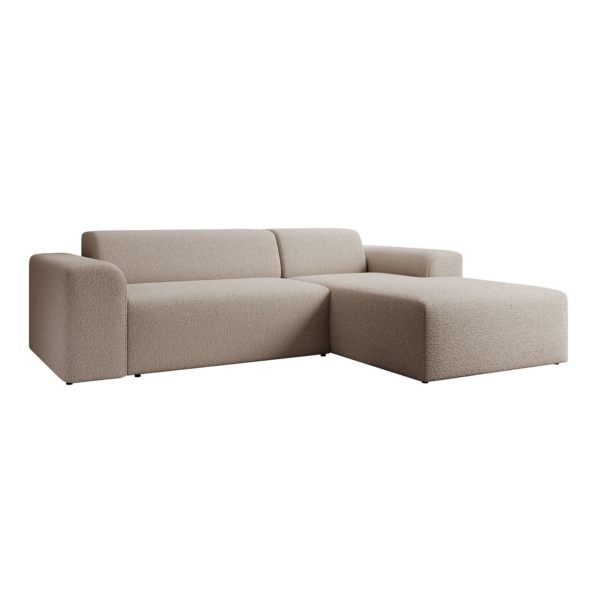 Zamzi - Hoekbank 3-zits met chaise longue - Teddystof beige - Rechts