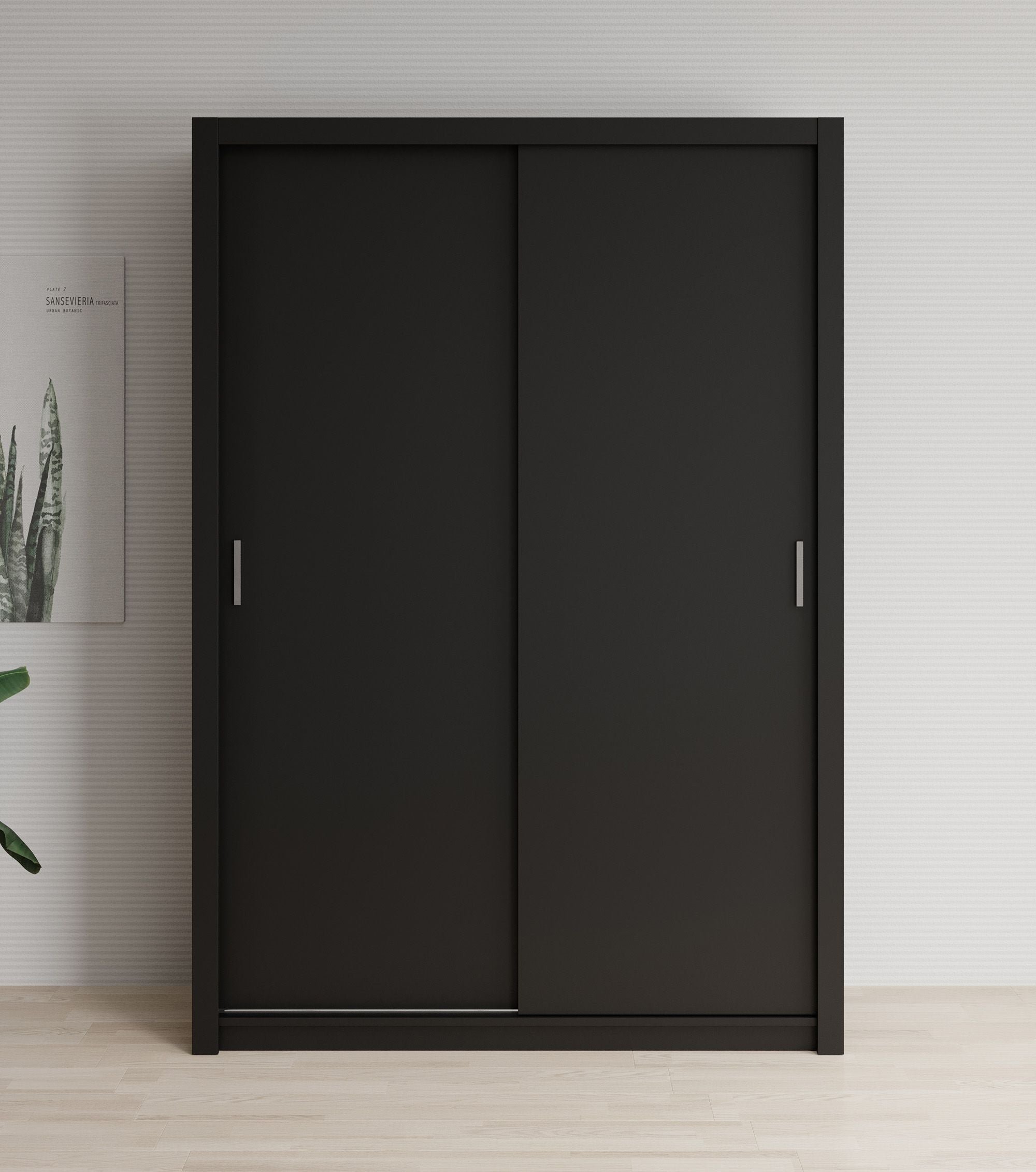 Blake - Kledingkast met schuifdeuren - Zwart - 150x62x215 cm