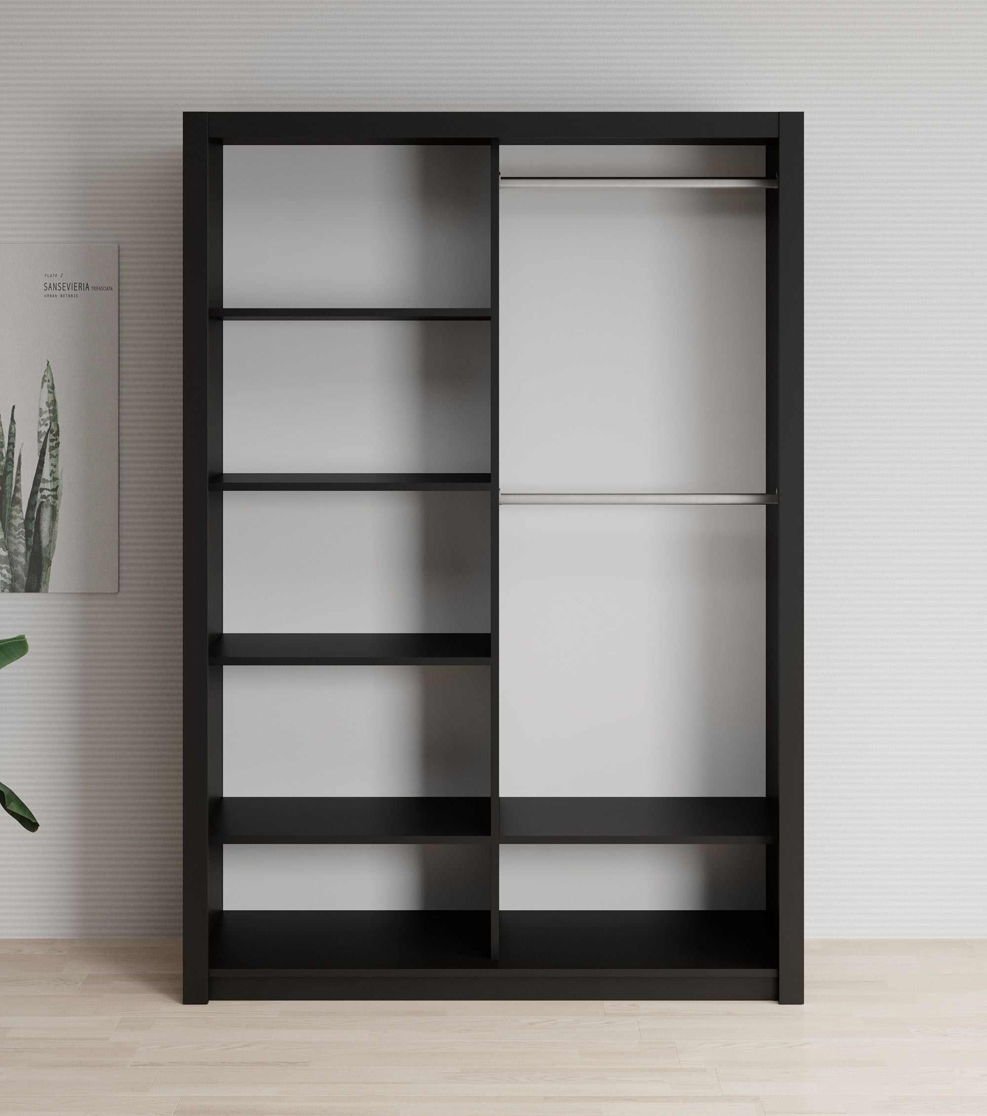 Blake - Kledingkast met schuifdeuren - Zwart - 150x62x215 cm