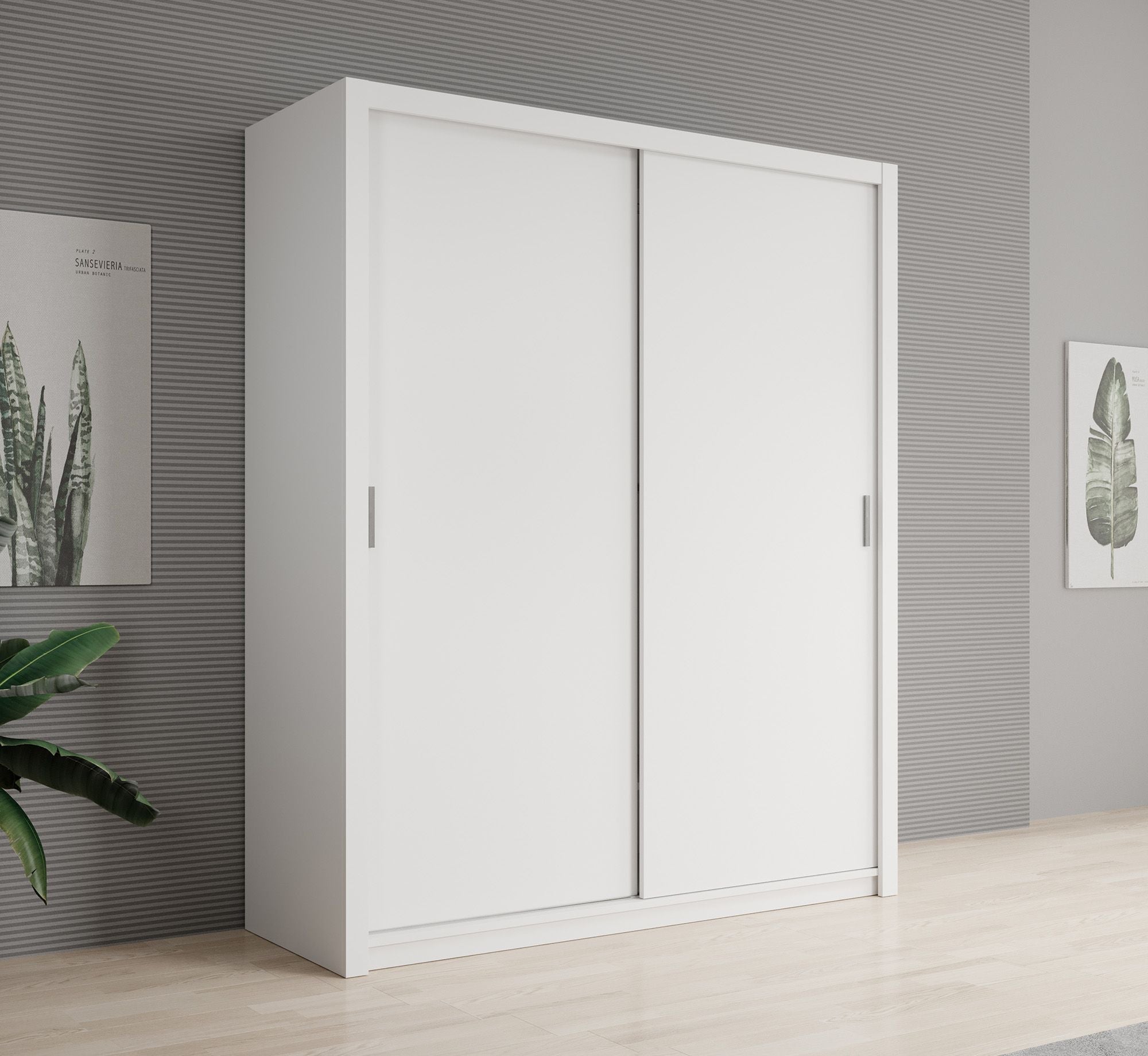 Blake - Kledingkast met schuifdeuren - Wit - 180x62x215 cm