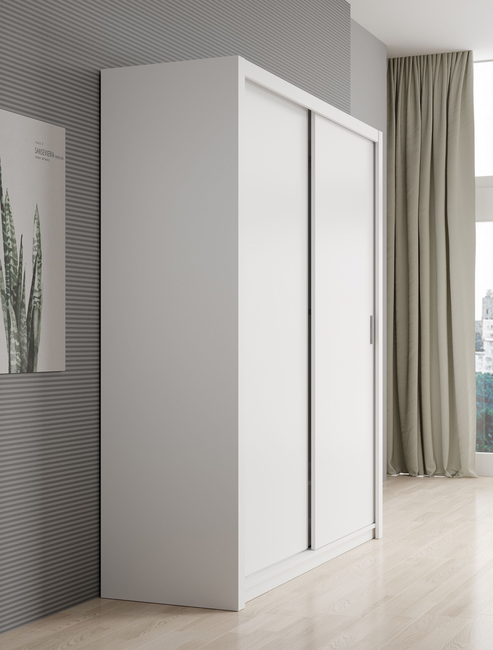 Blake - Kledingkast met schuifdeuren - Wit - 180x62x215 cm