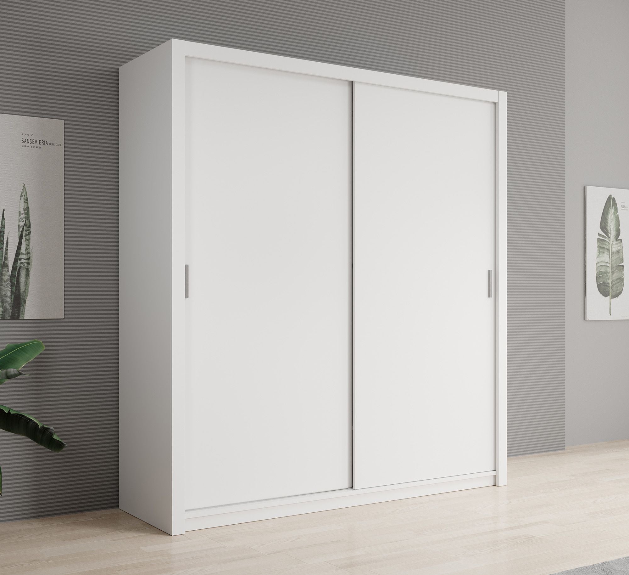 Blake - Kledingkast met schuifdeuren - Wit - 200x62x215 cm