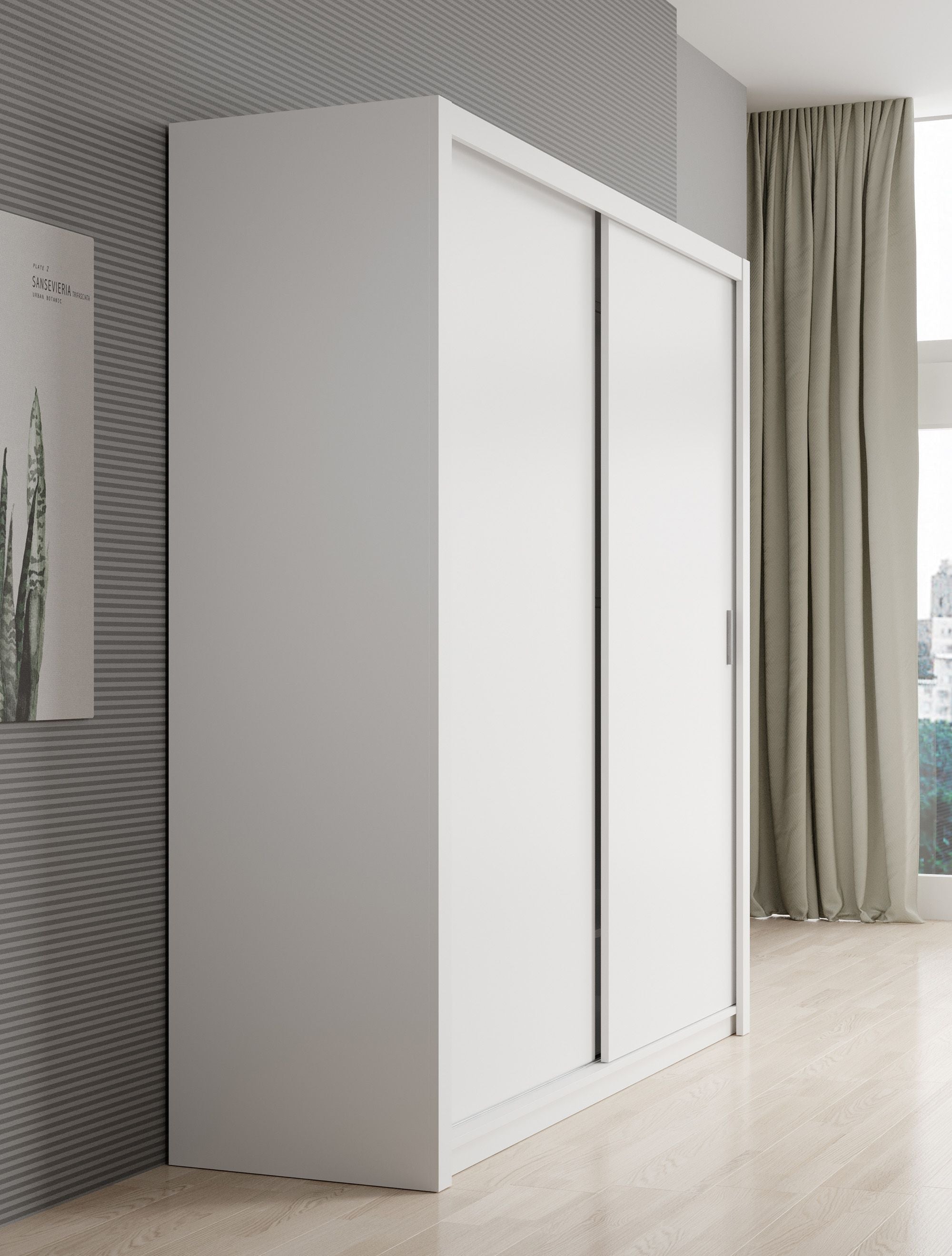 Blake - Kledingkast met schuifdeuren - Wit - 200x62x215 cm