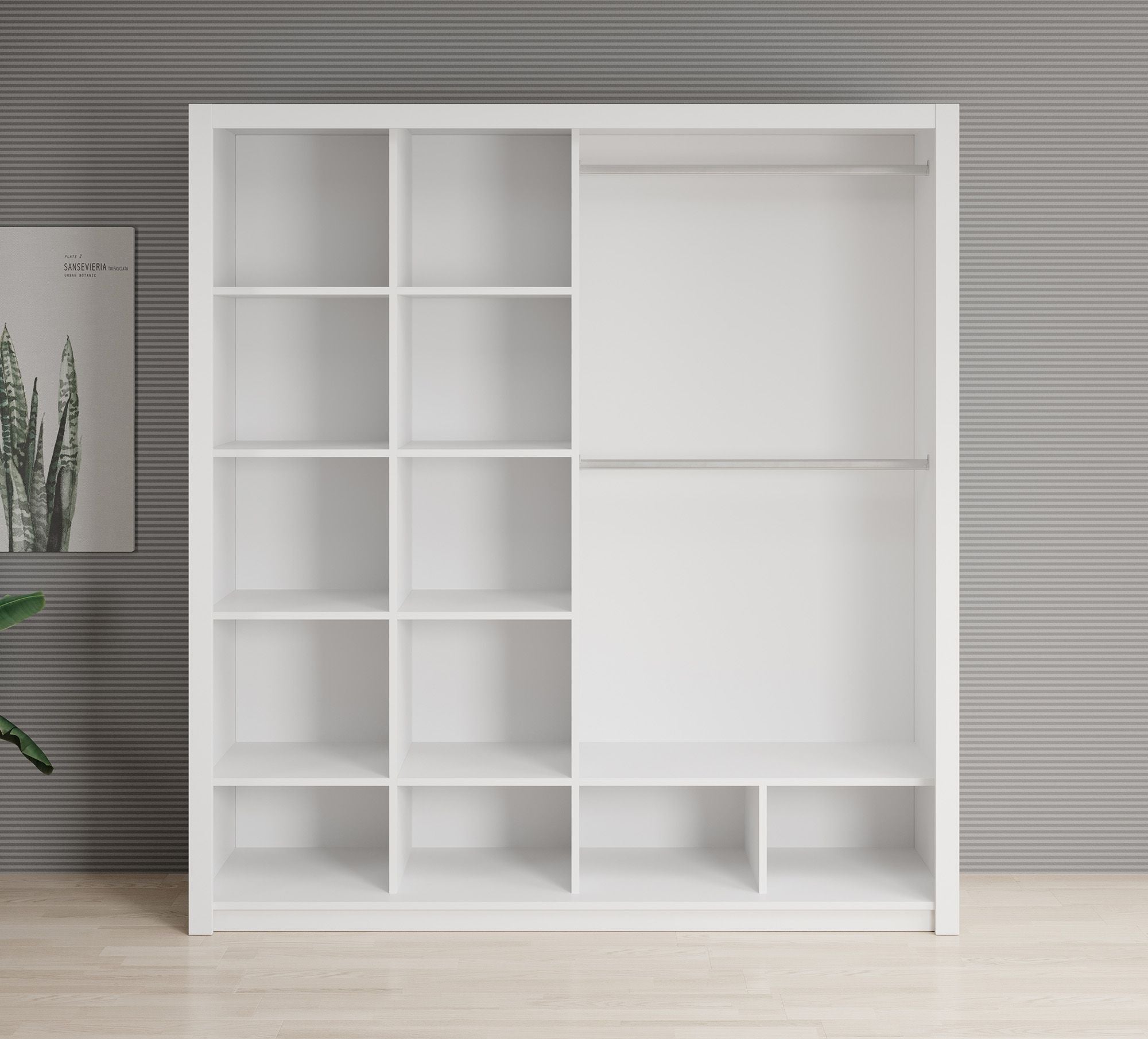 Blake - Kledingkast met schuifdeuren - Wit - 200x62x215 cm