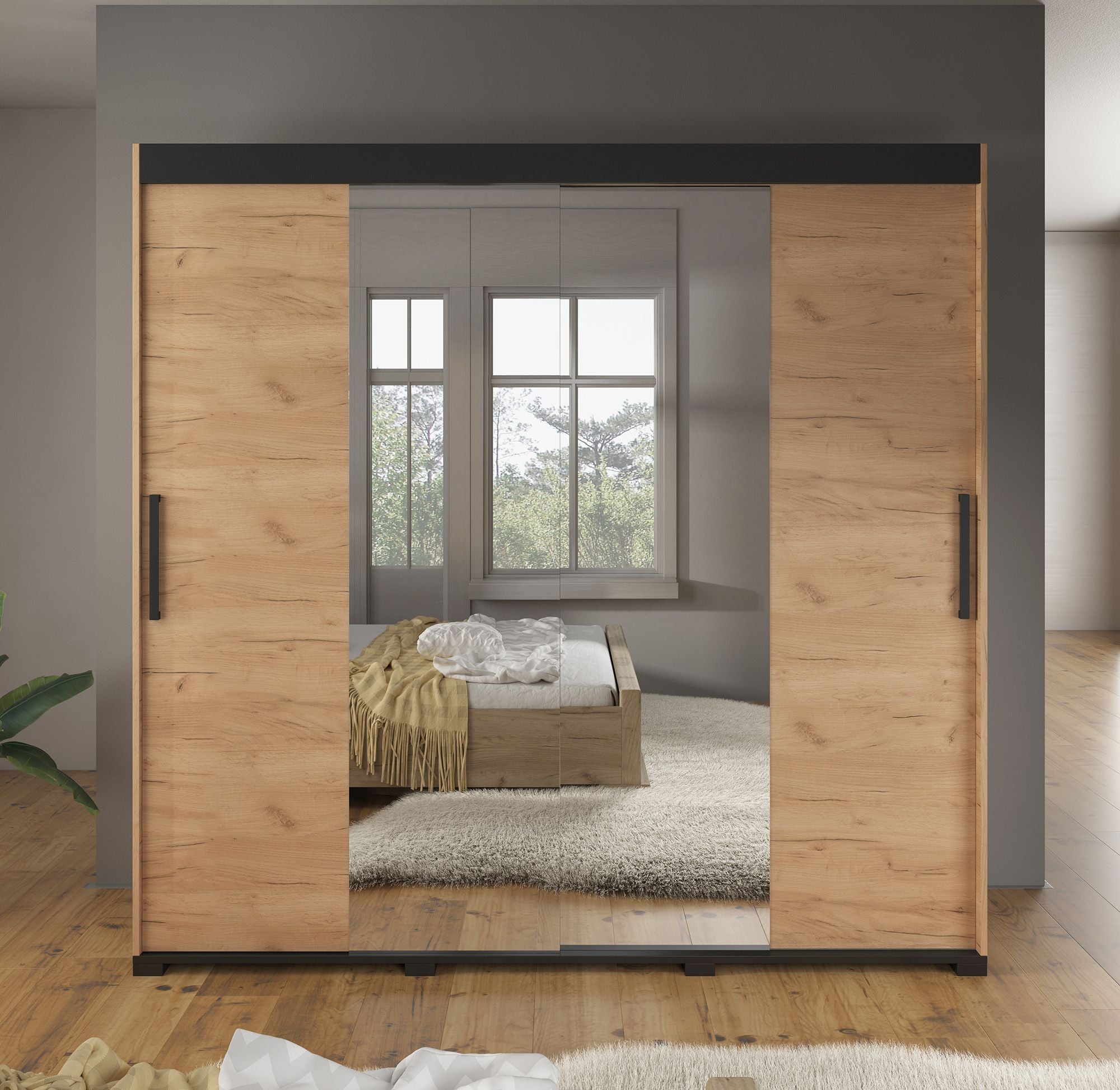 Brazil - Kledingkast met schuifdeuren - Eiken - 200x62x195 cm