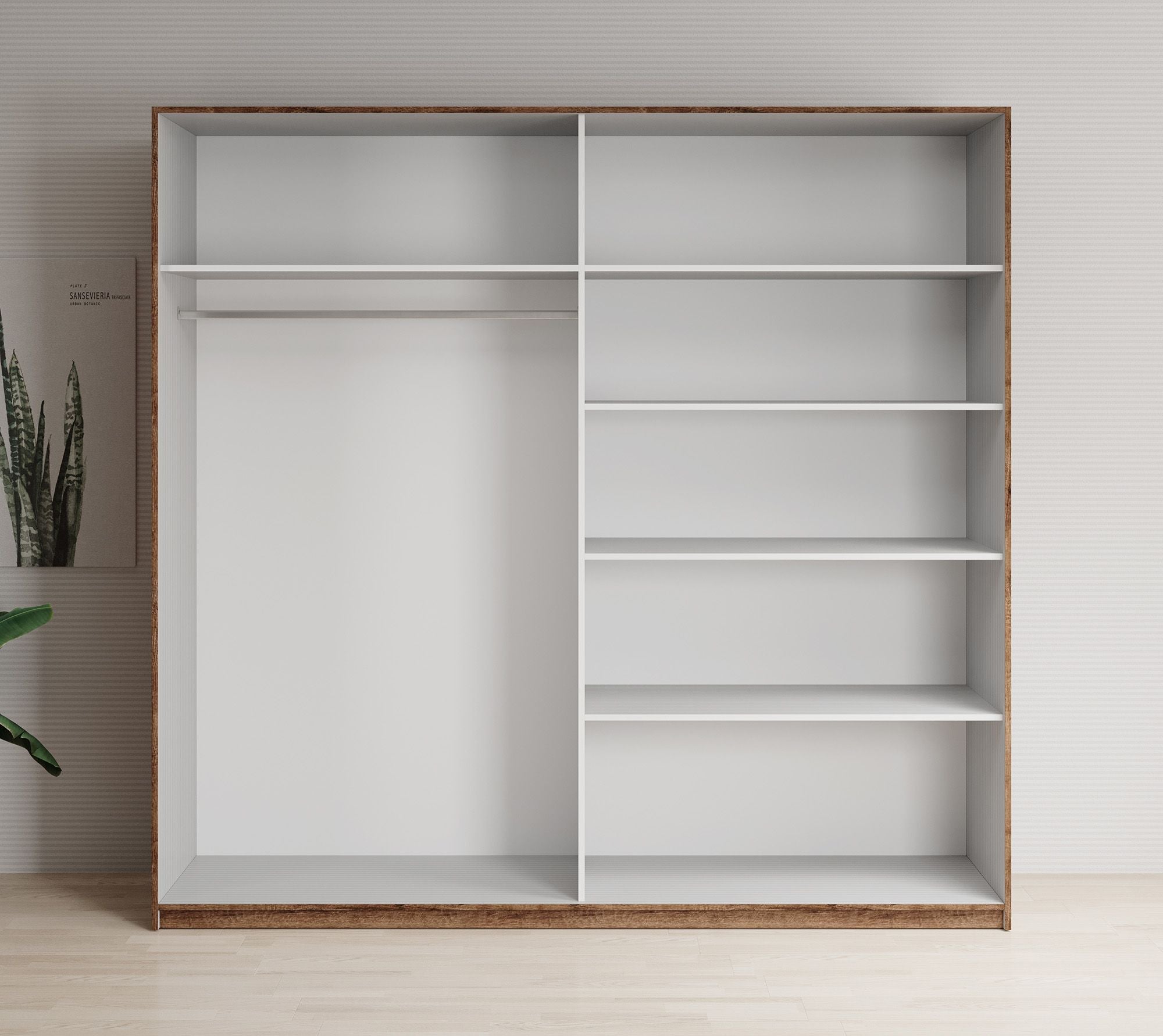 Brown - Kledingkast met schuifdeuren - Eiken - 200x57x210 cm